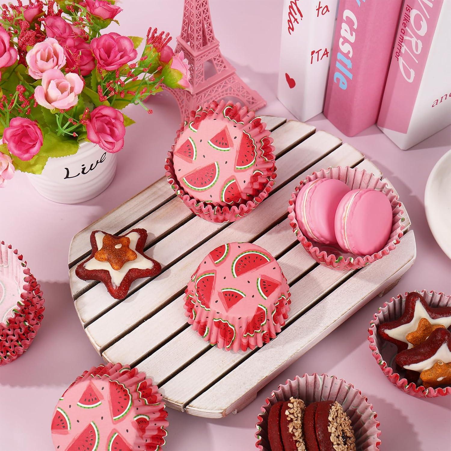 Forros de Cupcake Desechables Whaline 300 Piezas Sandía Rosa