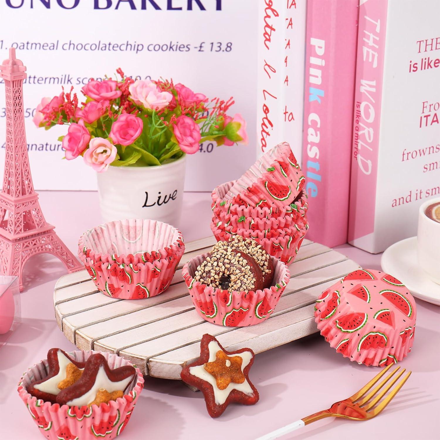 Forros de Cupcake Desechables Whaline 300 Piezas Sandía Rosa