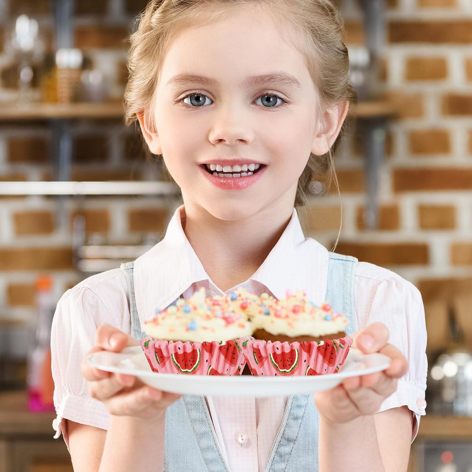 Forros de Cupcake Desechables Whaline 300 Piezas Sandía Rosa