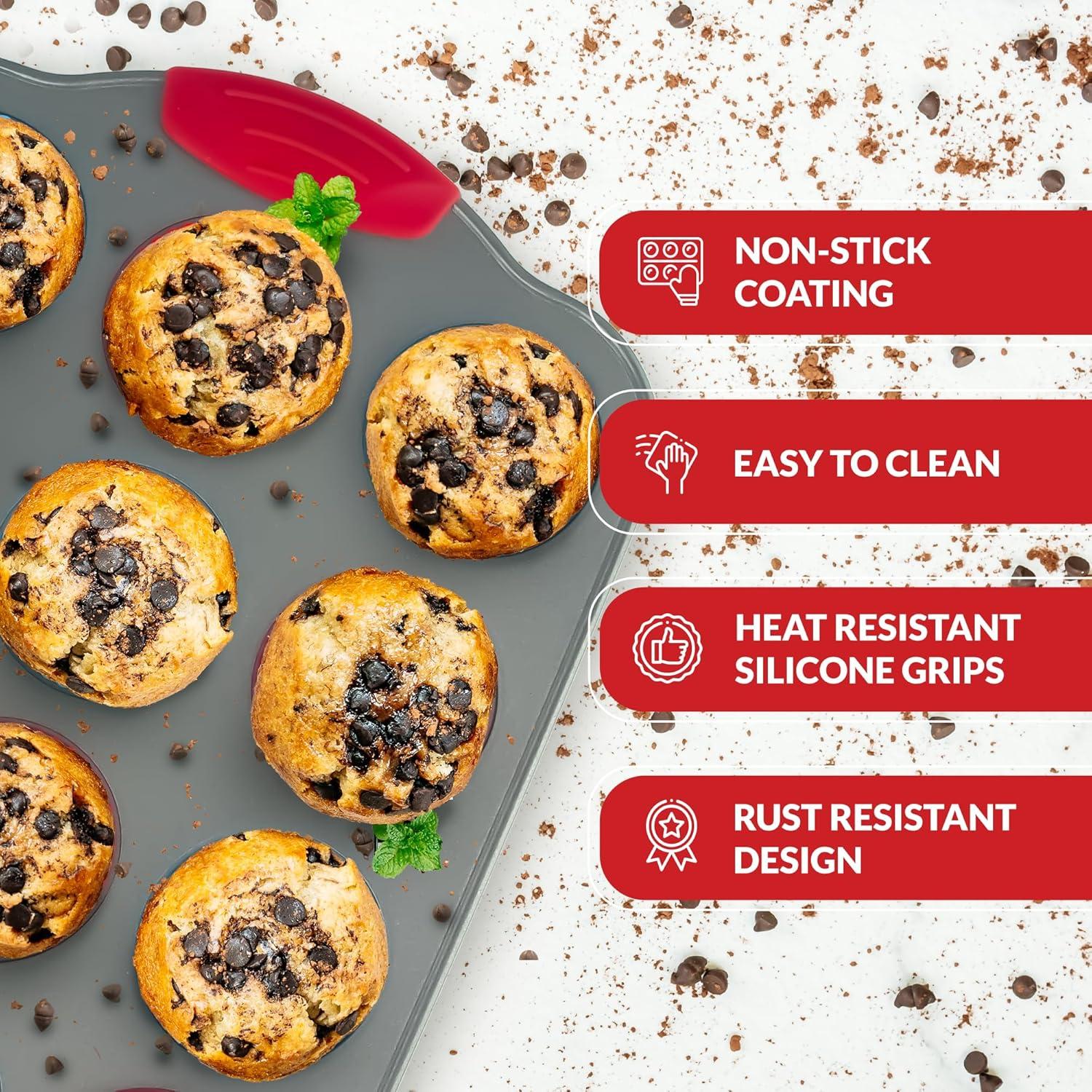 Sartén para Mini Muffins Boxiki 12 Tazas Acero Antiadherente