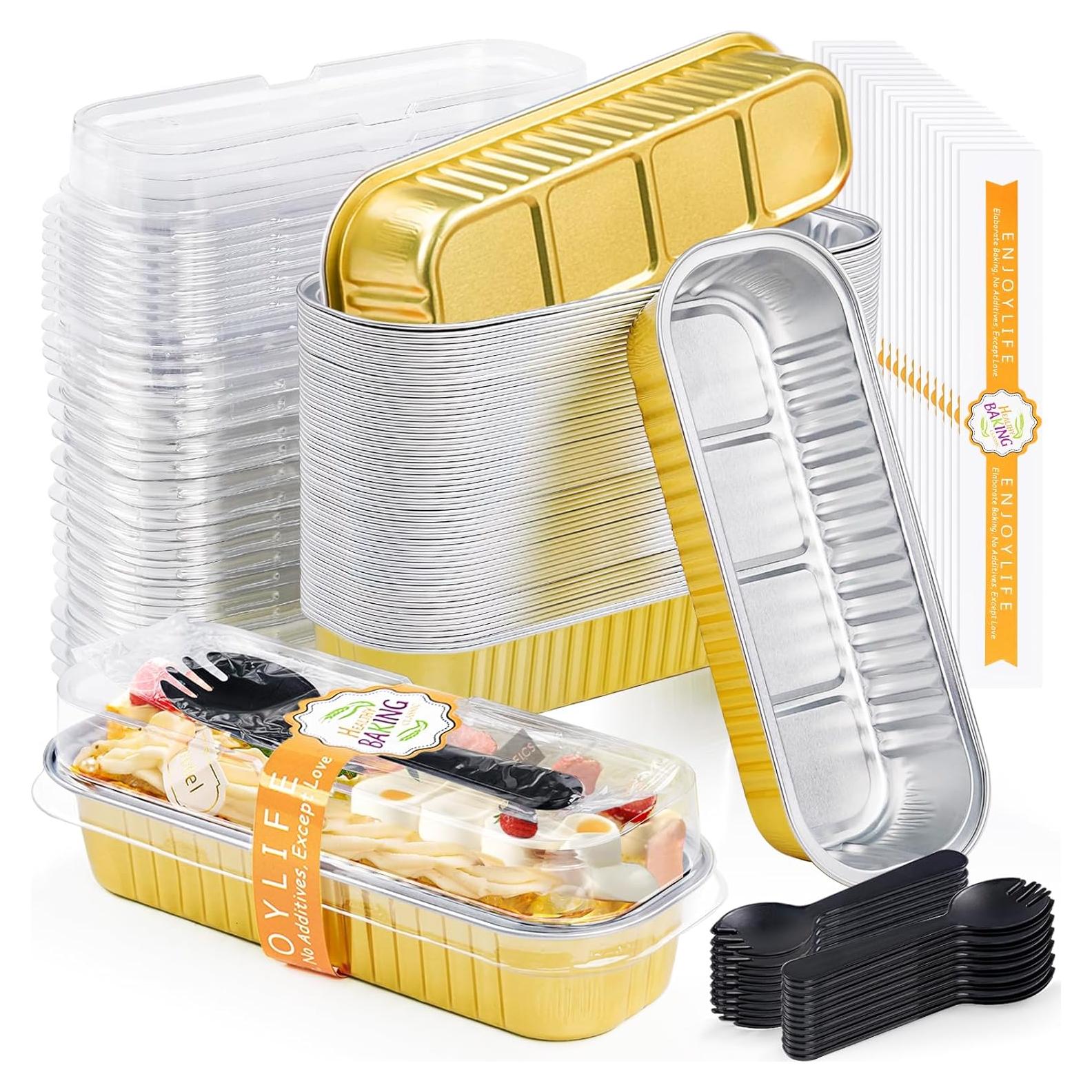 30 Moldes Rectangulares Desechables ZOXILEN 200ml Dorados