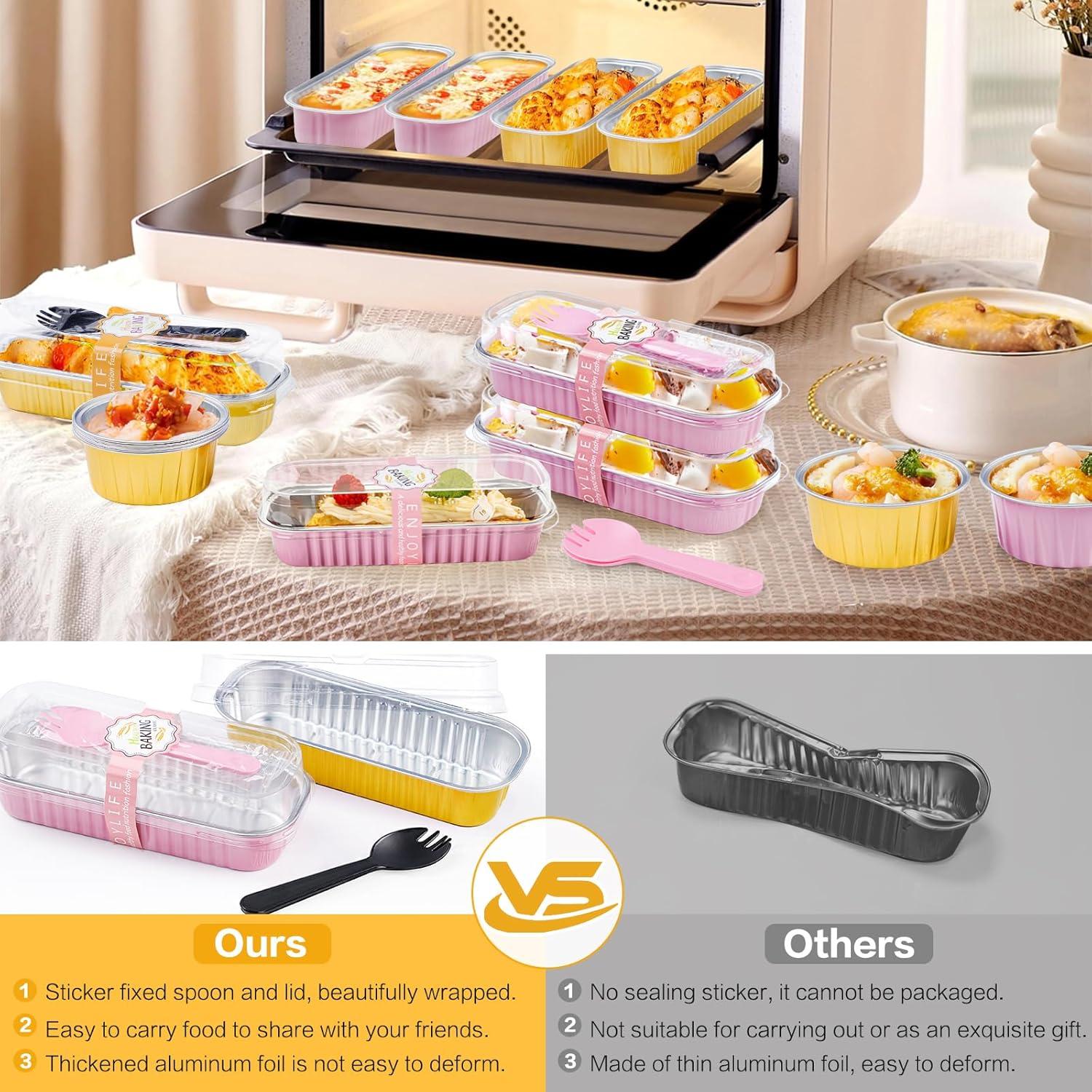 30 Moldes Rectangulares Desechables ZOXILEN 200ml Dorados