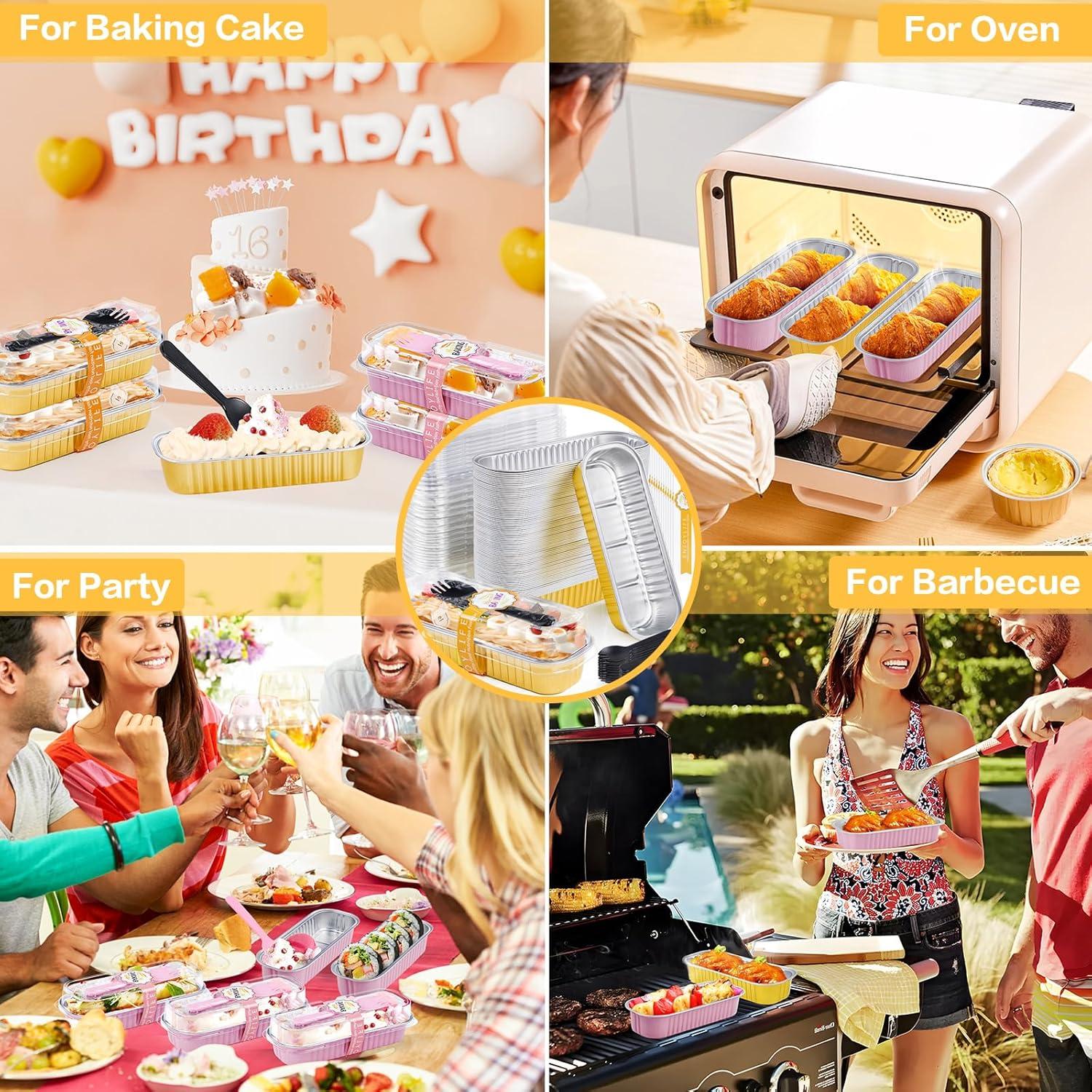 30 Moldes Rectangulares Desechables ZOXILEN 200ml Dorados