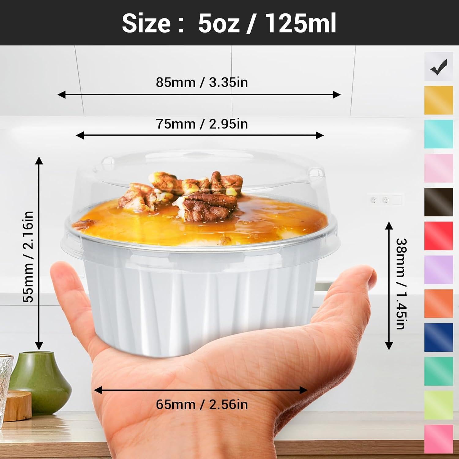 Moldes de Muffin EUSOAR 30pcs 125ml Aluminio Desechables