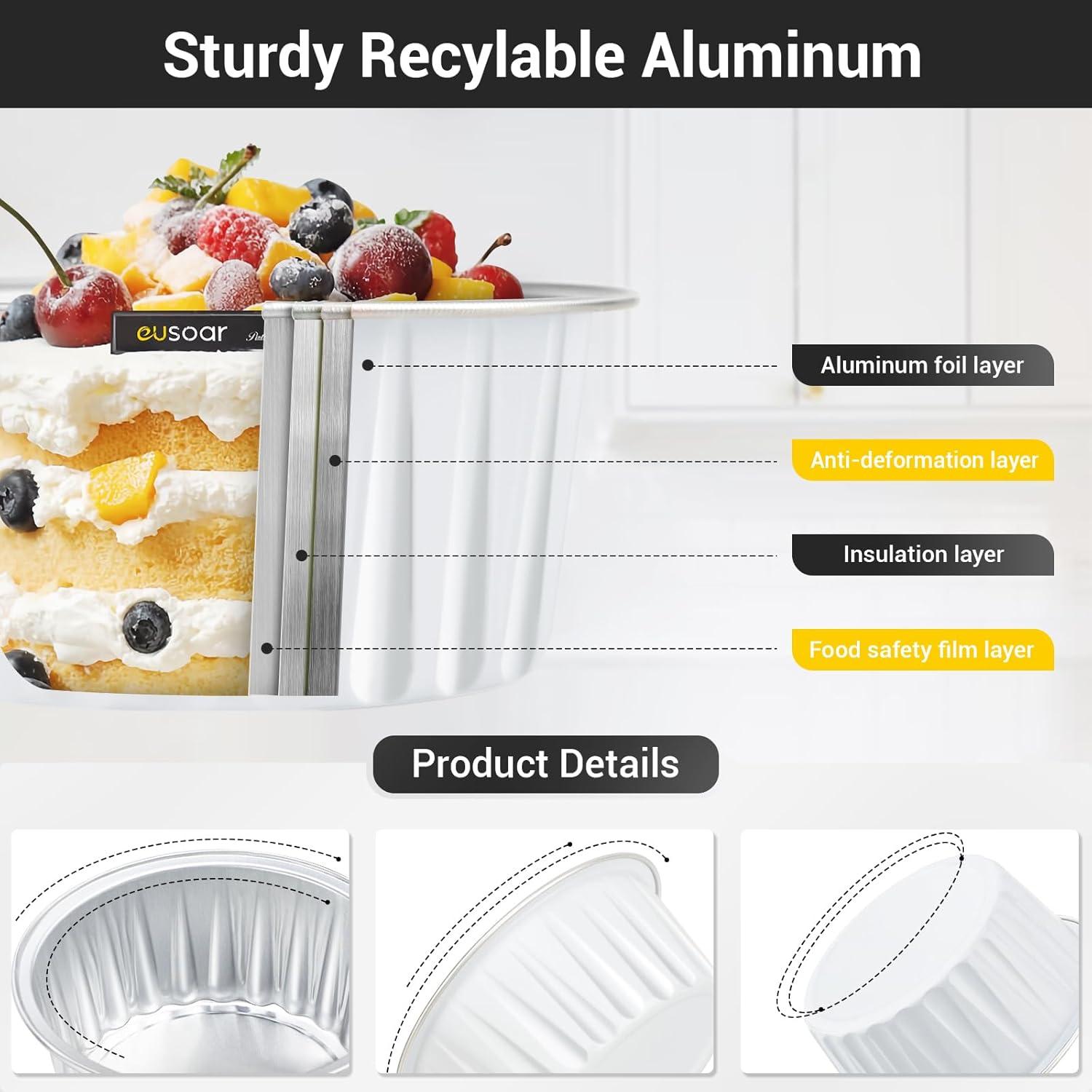 Moldes de Muffin EUSOAR 30pcs 125ml Aluminio Desechables