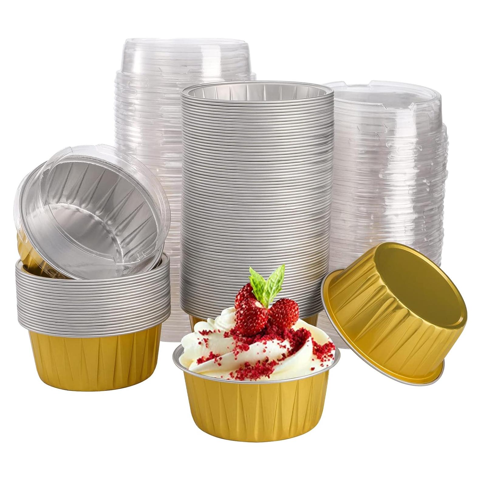 Tazas de Hornear Desechables DEAYOU 100-Pack 150ml Doradas