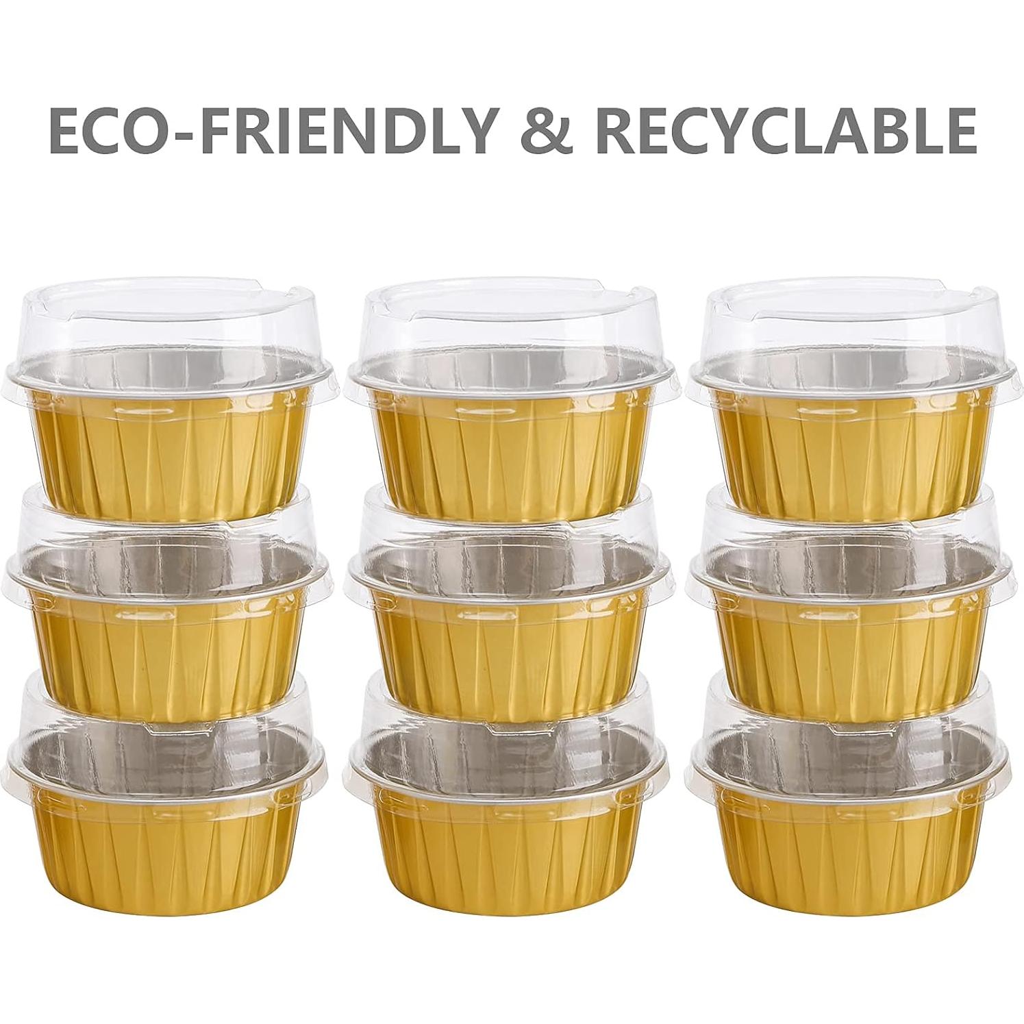 Tazas de Hornear Desechables DEAYOU 100-Pack 150ml Doradas