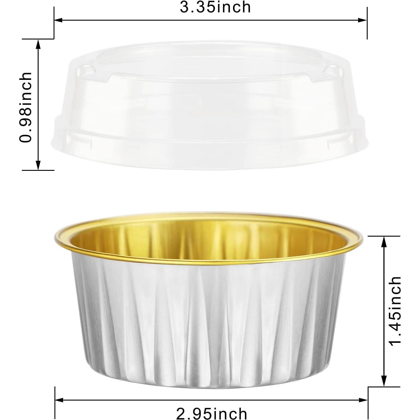 Ramequines Desechables EUSOAR 25pcs 5oz Aluminio con Tapas