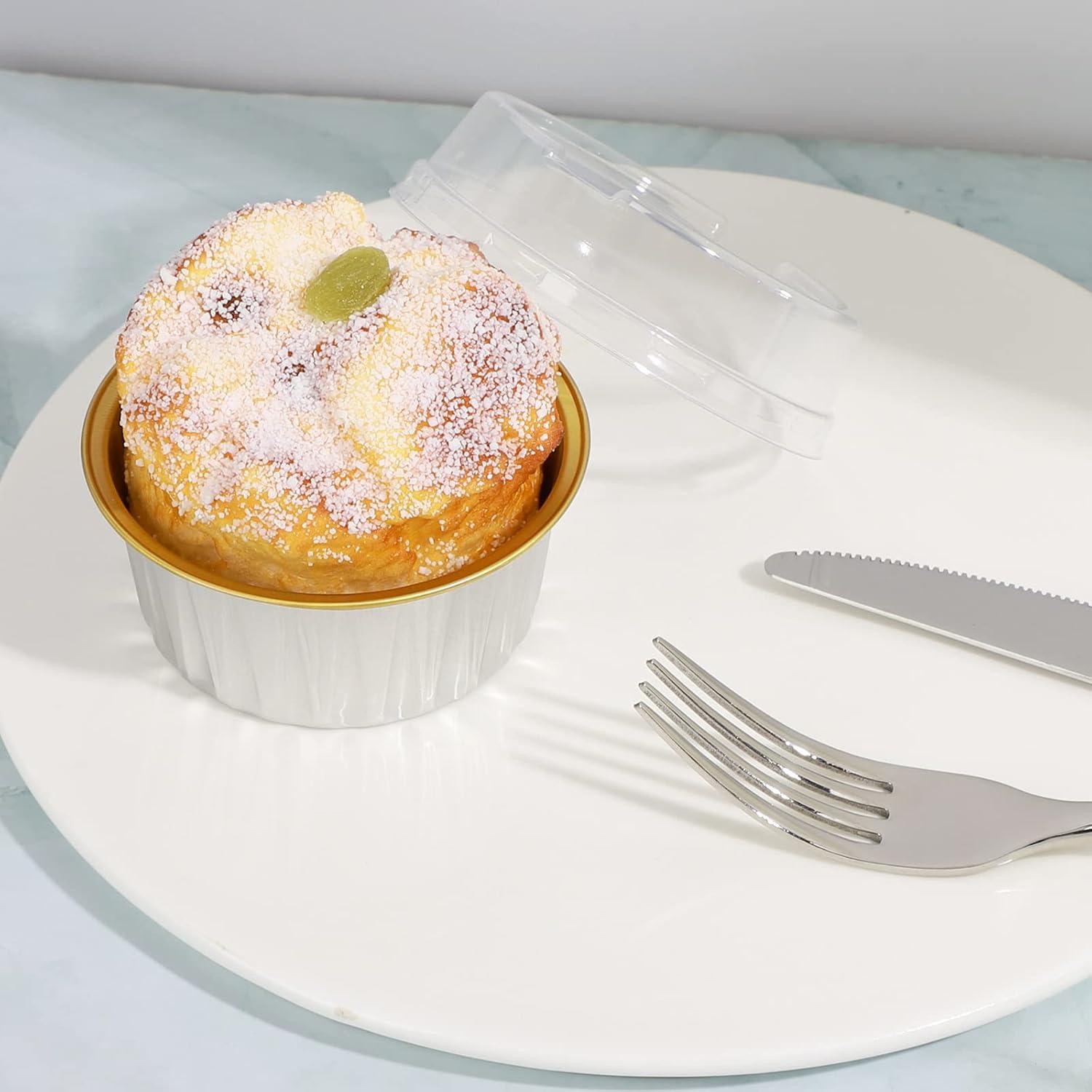 Ramequines Desechables EUSOAR 25pcs 5oz Aluminio con Tapas