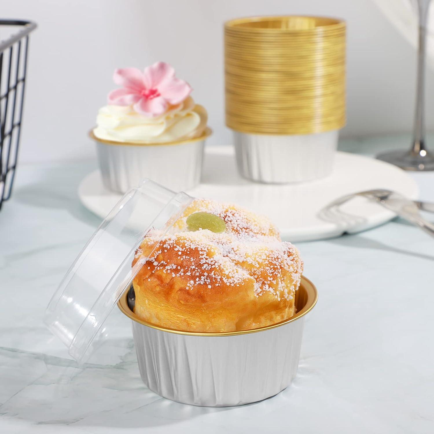 Ramequines Desechables EUSOAR 25pcs 5oz Aluminio con Tapas