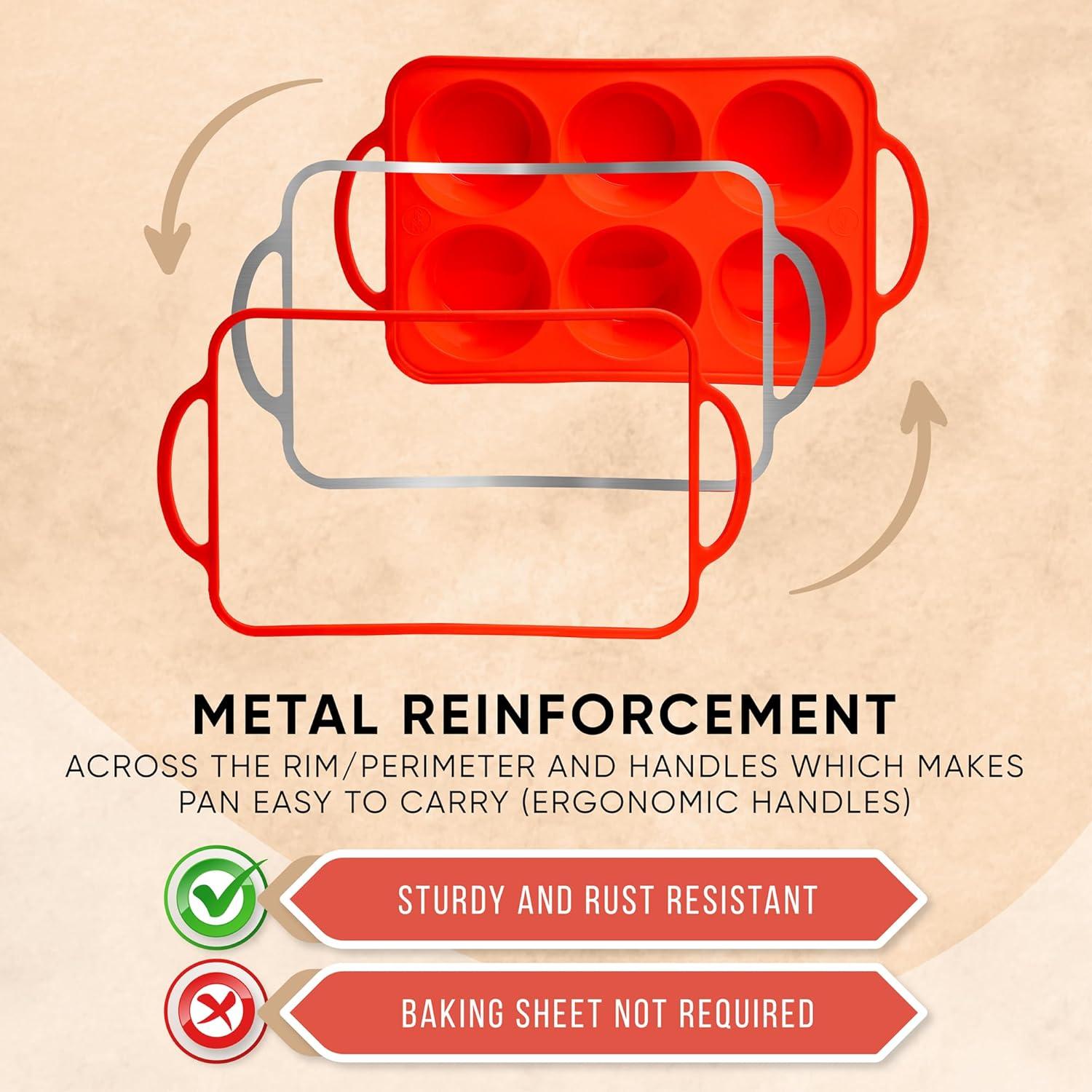 Bandeja de Muffins de Silicona BAKE BOSS 6 Tazas Antiadherente