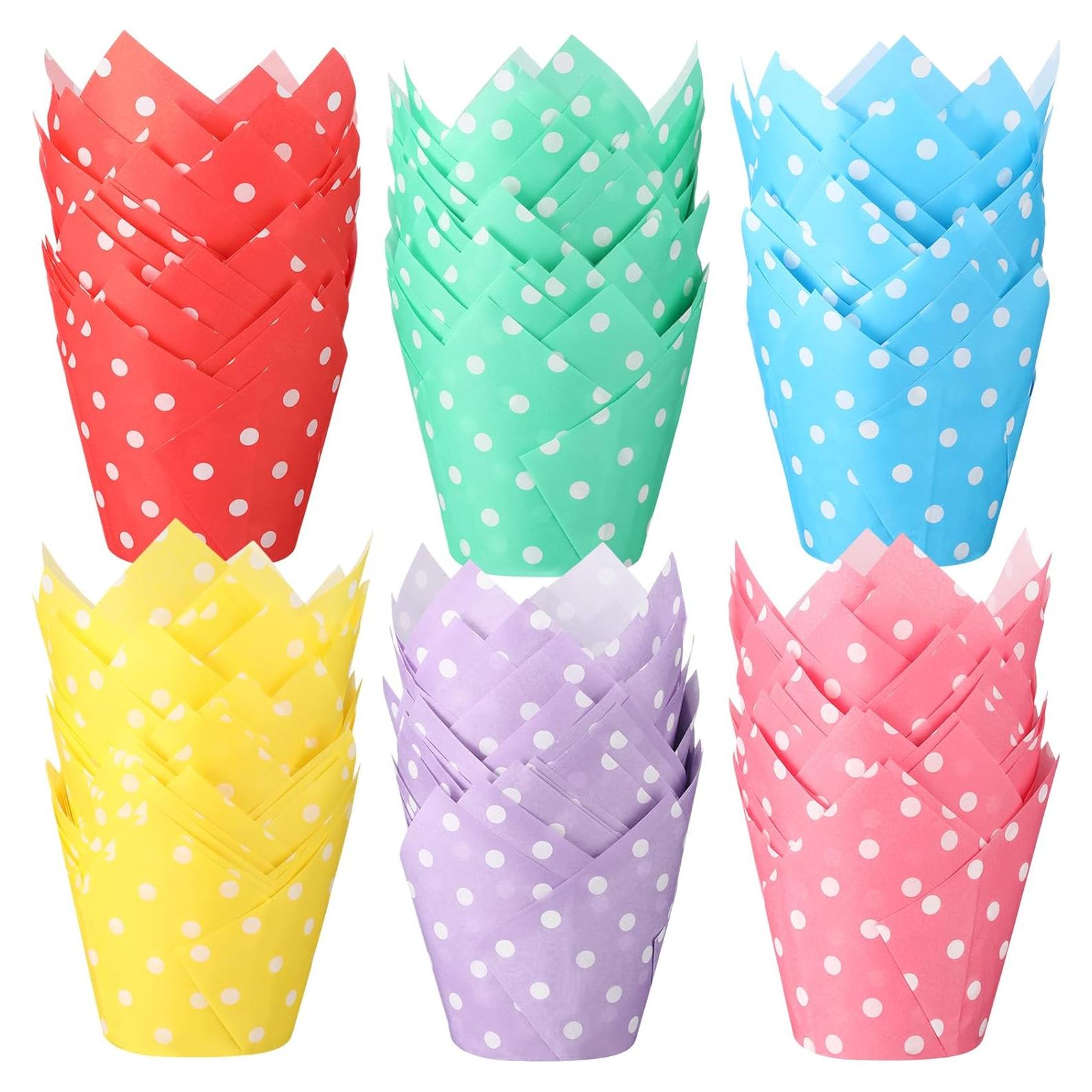 600 Forros de Cupcake Tulipán Gandeer Coloridos 8cm