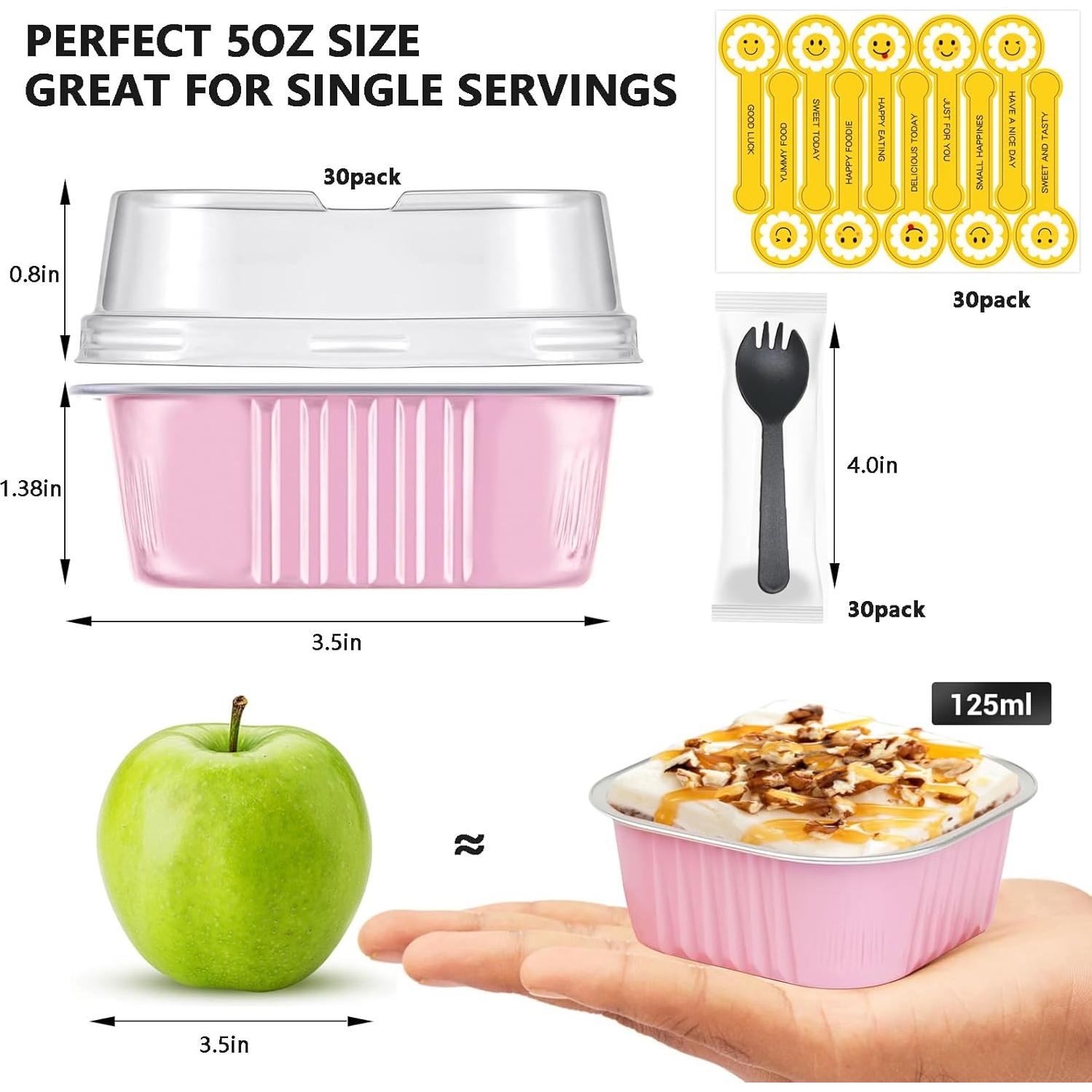 Mini Moldes para Pasteles Viaoone 30 Tazas Aluminio 5oz Rosa