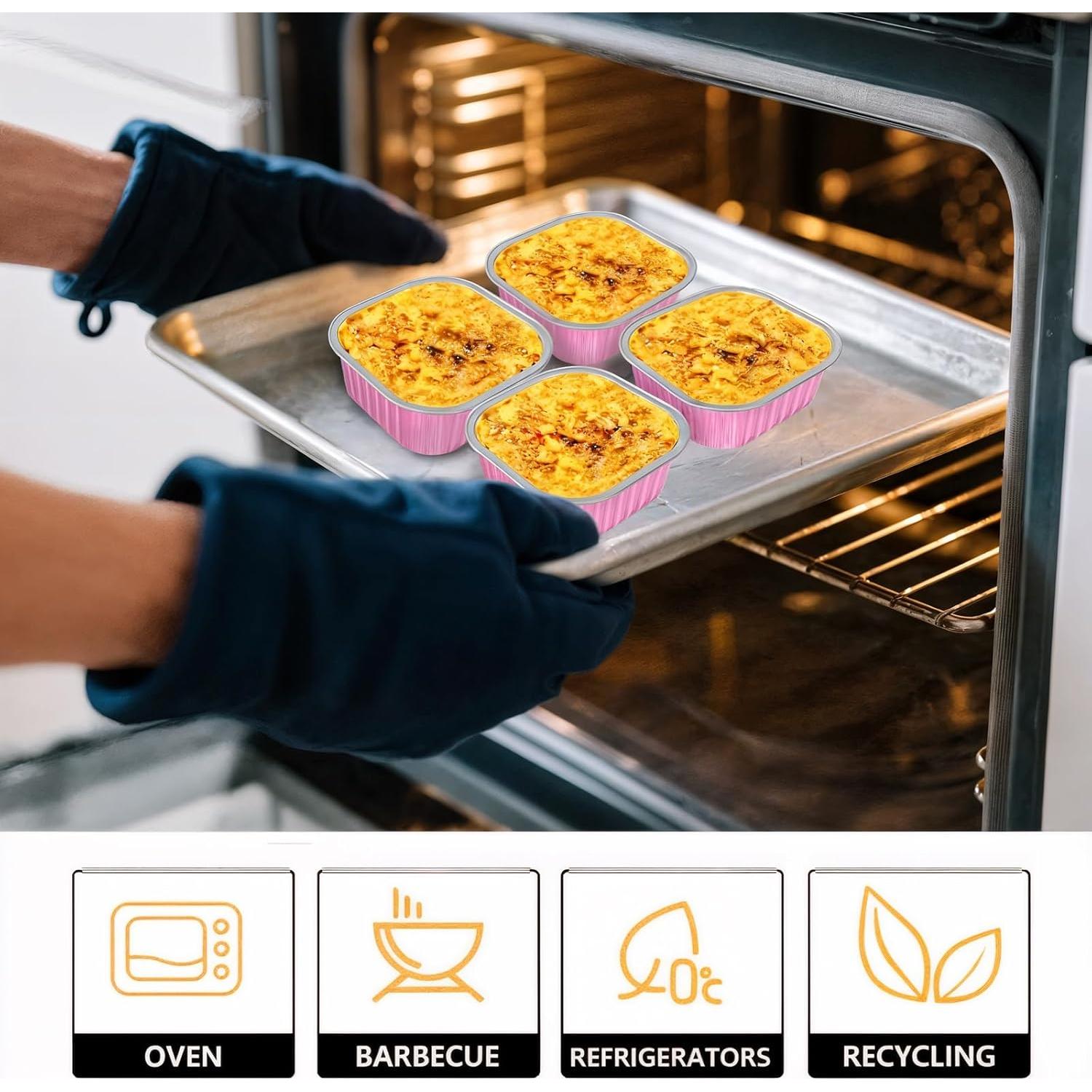 Mini Moldes para Pasteles Viaoone 30 Tazas Aluminio 5oz Rosa