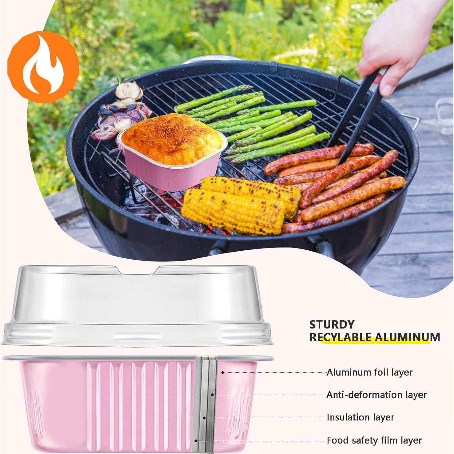 Mini Moldes para Pasteles Viaoone 30 Tazas Aluminio 5oz Rosa