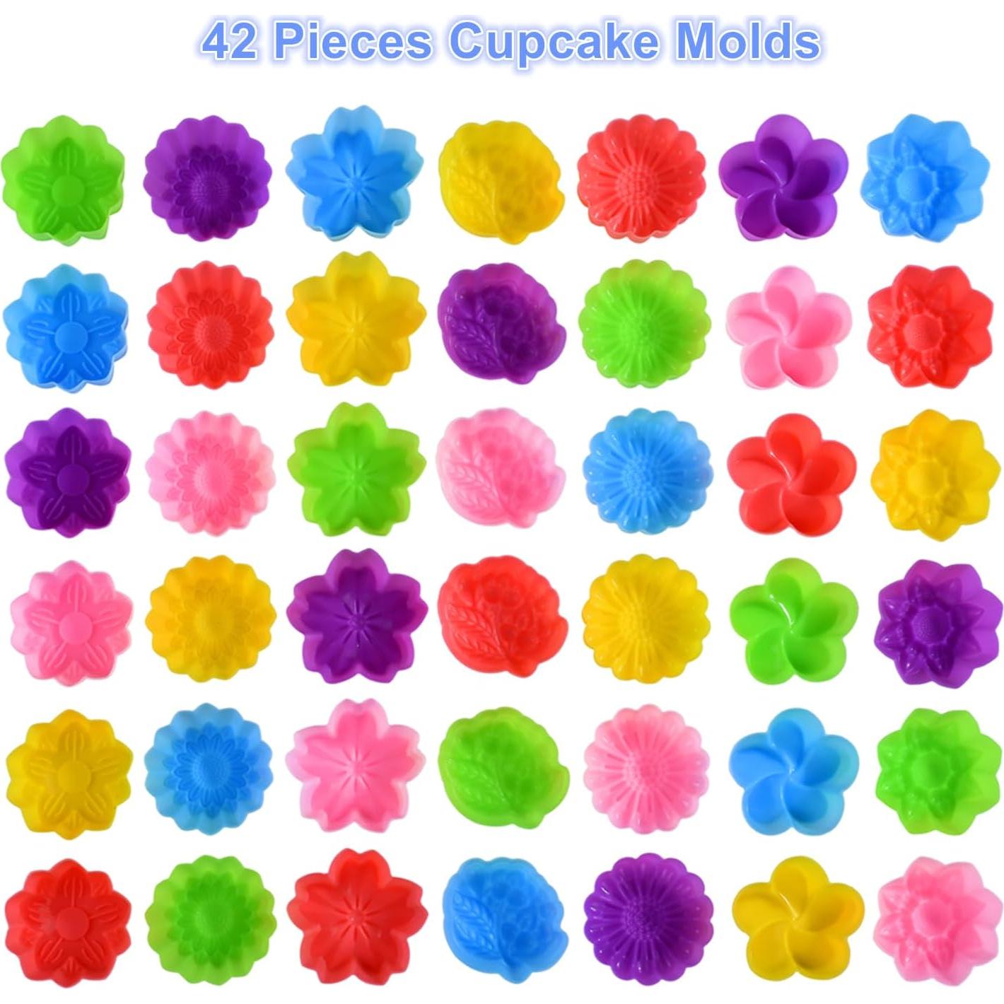 Tazas de Hornear de Silicona Mirenlife 42 Piezas Mini Flores