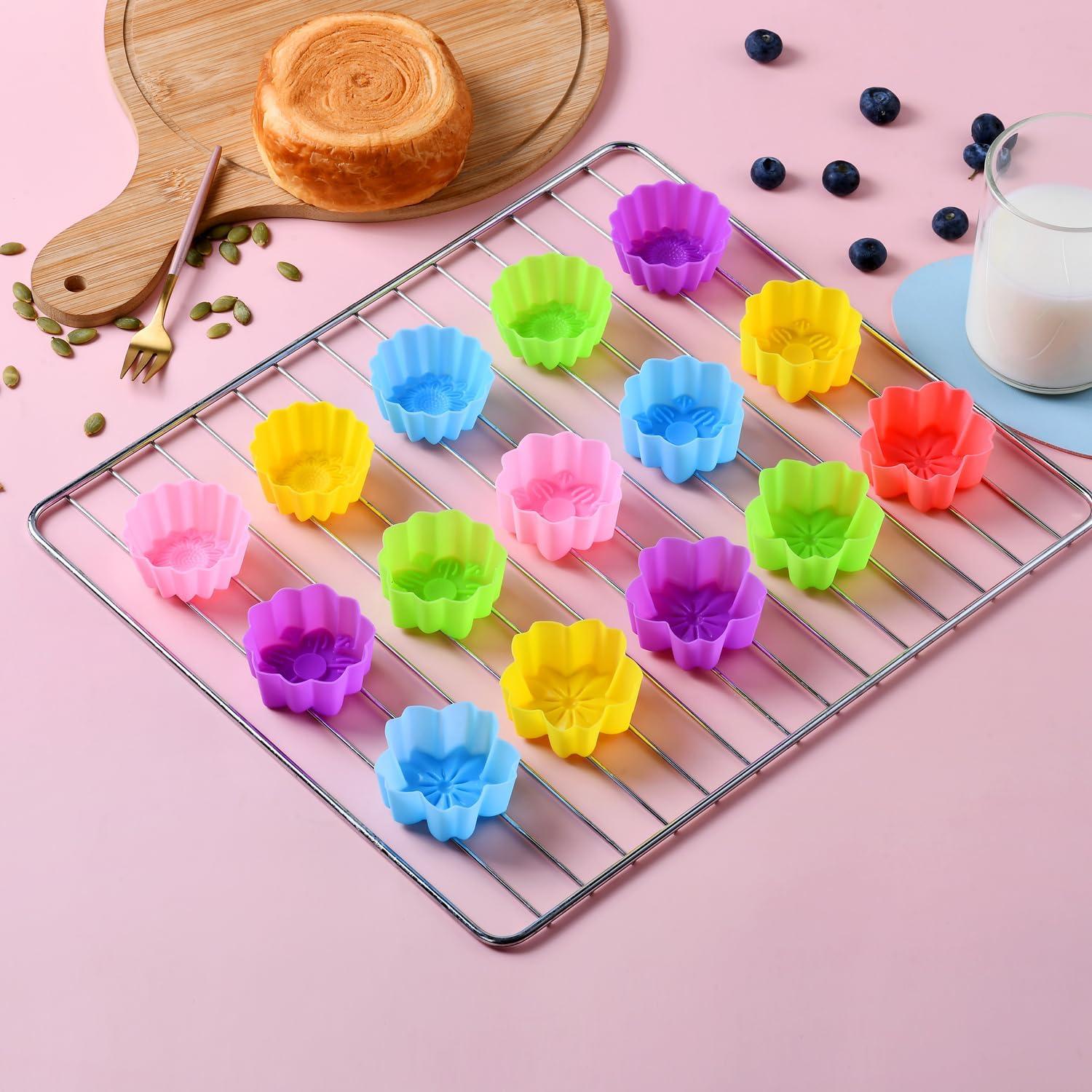 Tazas de Hornear de Silicona Mirenlife 42 Piezas Mini Flores