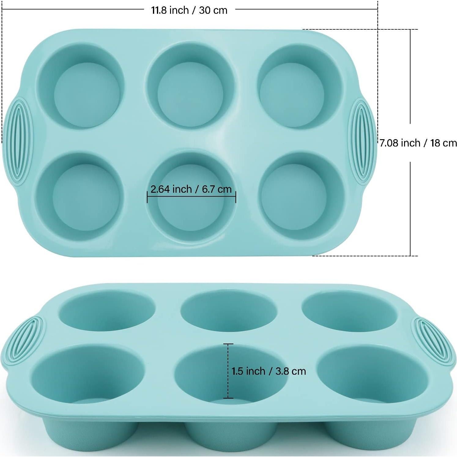 Molde de Silicona para Muffins Baocuan 6 Cavidades Antiadherente