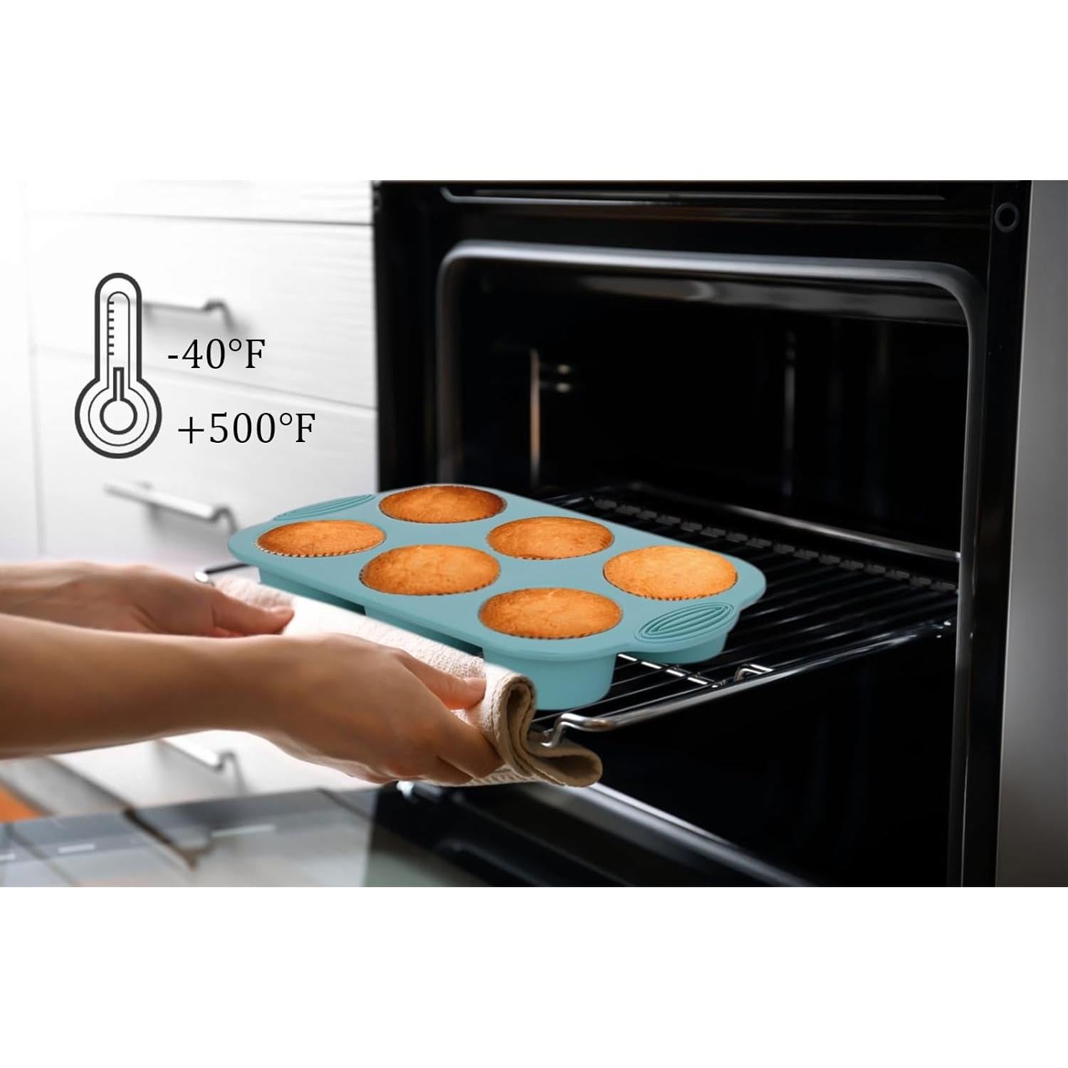 Molde de Silicona para Muffins Baocuan 6 Cavidades Antiadherente