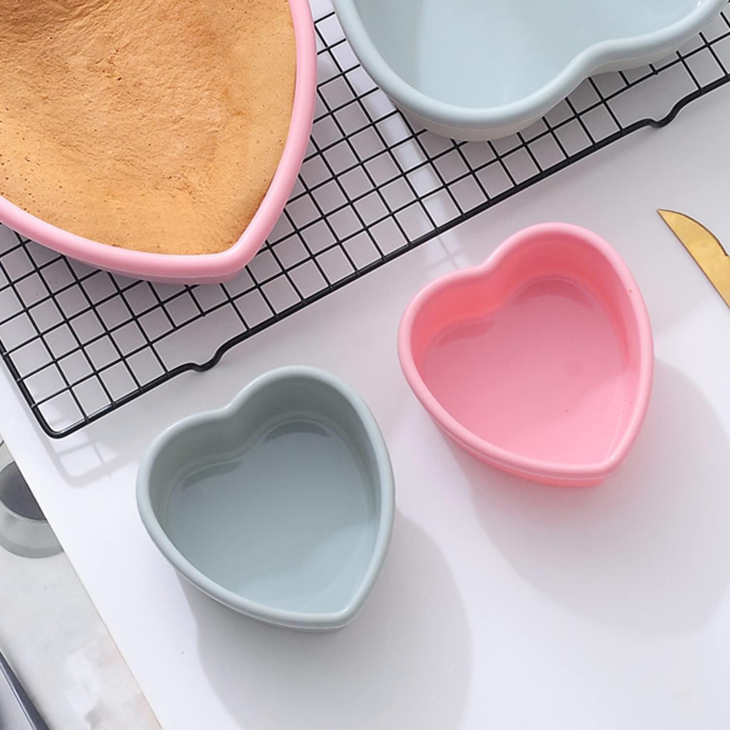 Juego de Moldes de Silicona Antiadherentes REKIDOOL 4 Pzas Corazón