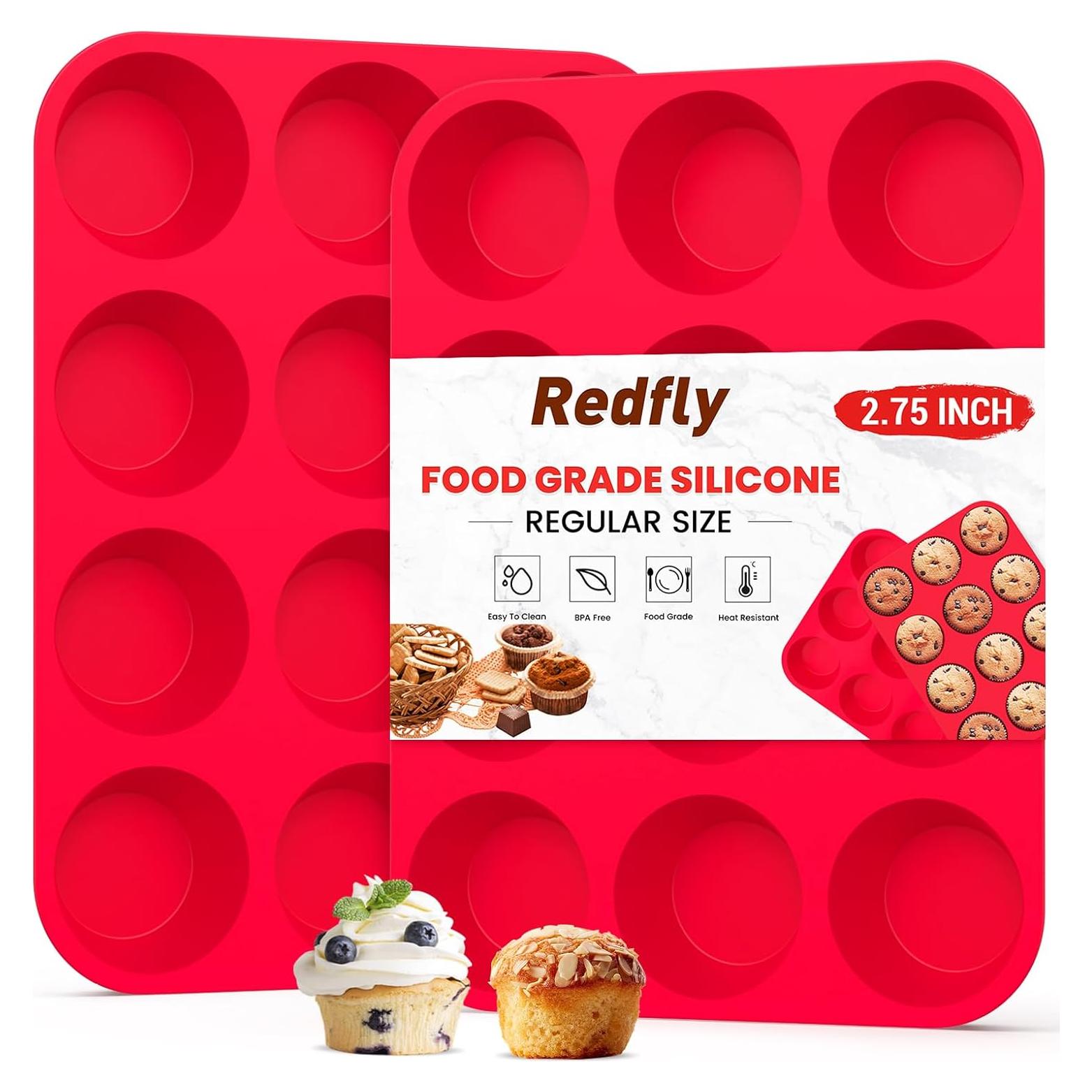 Molde de Silicona para Muffins Redfly - 2 Piezas 12 Tazas