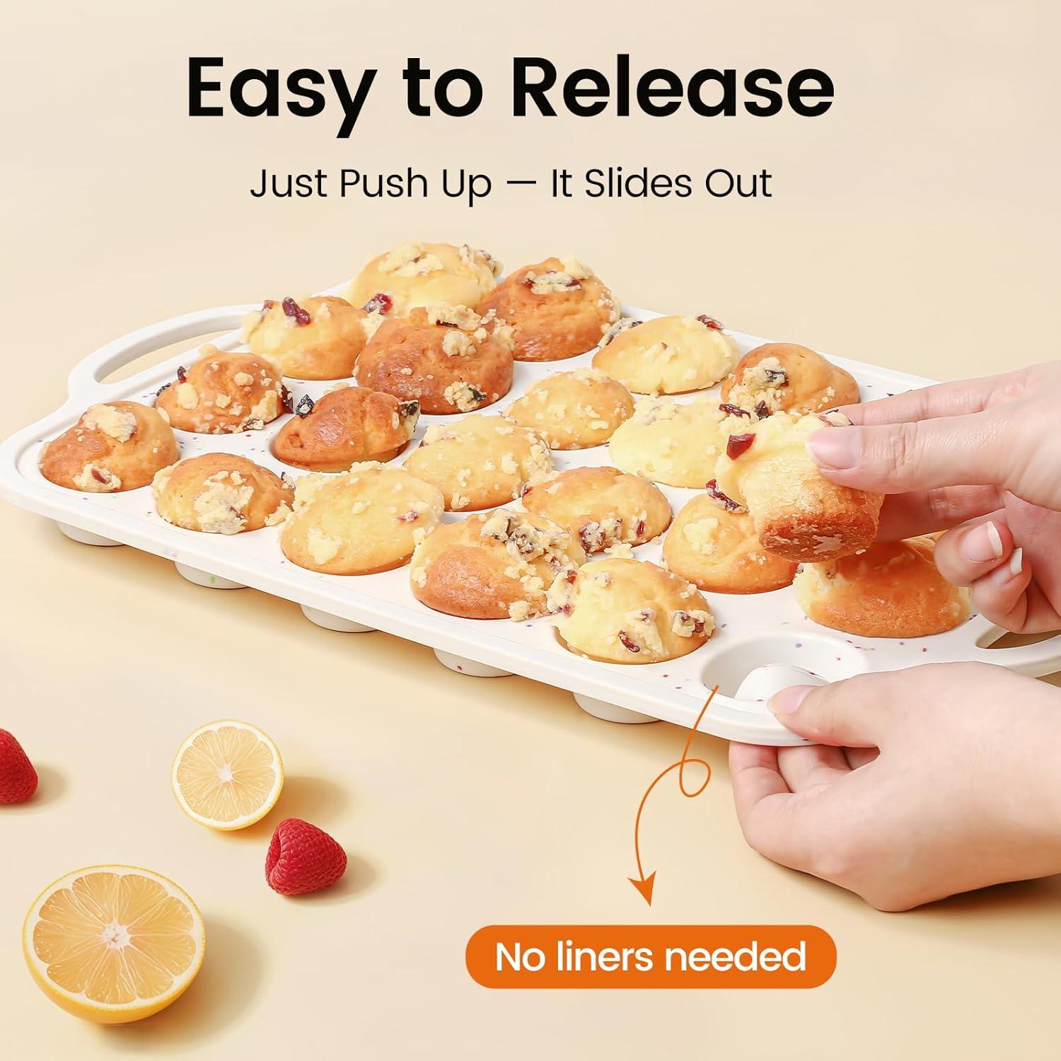 Molde de Mini Muffin Fimary de Silicona 24 Tazas Apto Horno