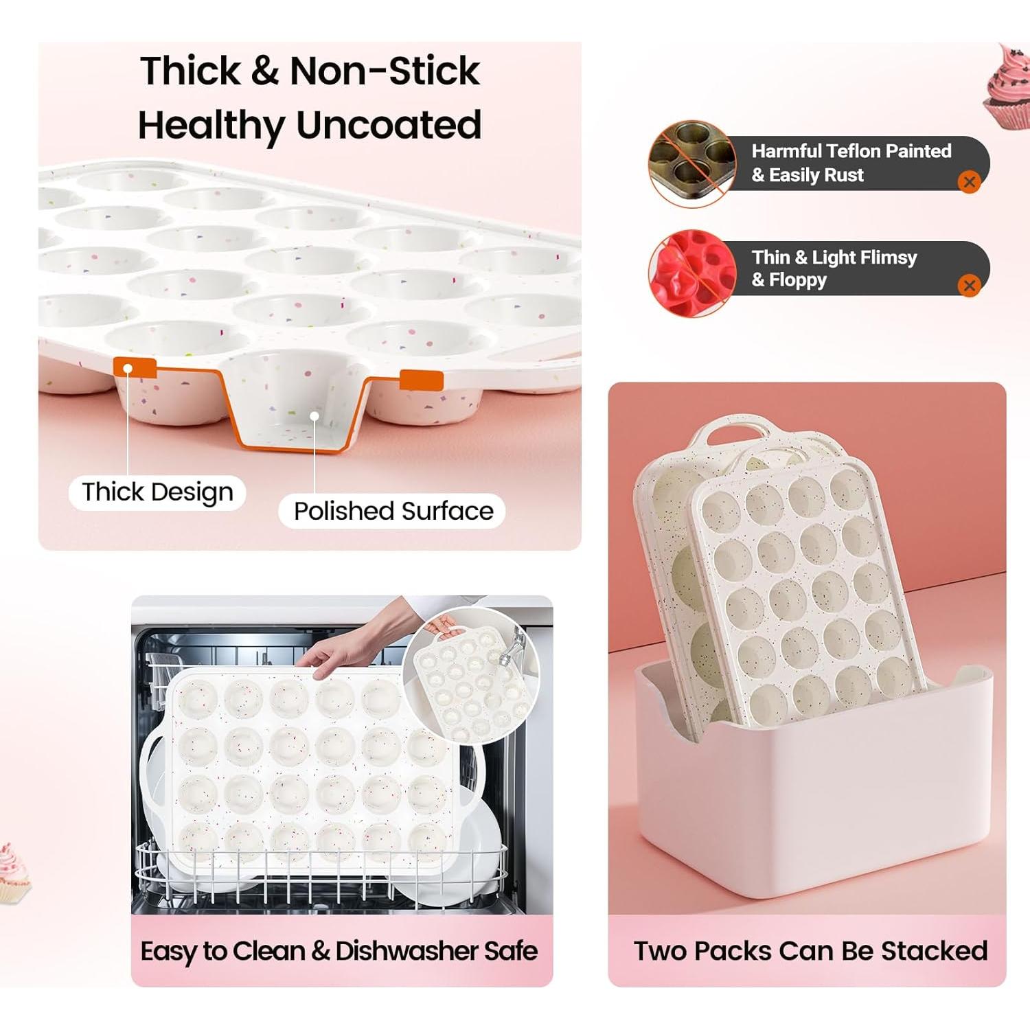 Molde de Mini Muffin Fimary de Silicona 24 Tazas Apto Horno