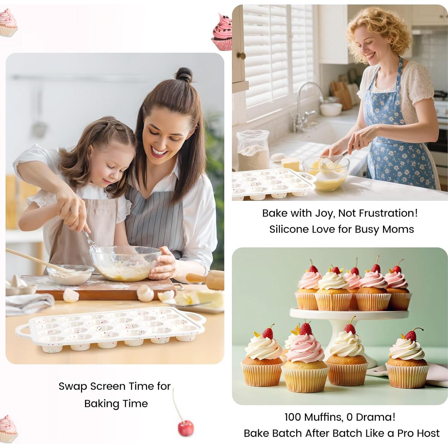 Molde de Mini Muffin Fimary de Silicona 24 Tazas Apto Horno