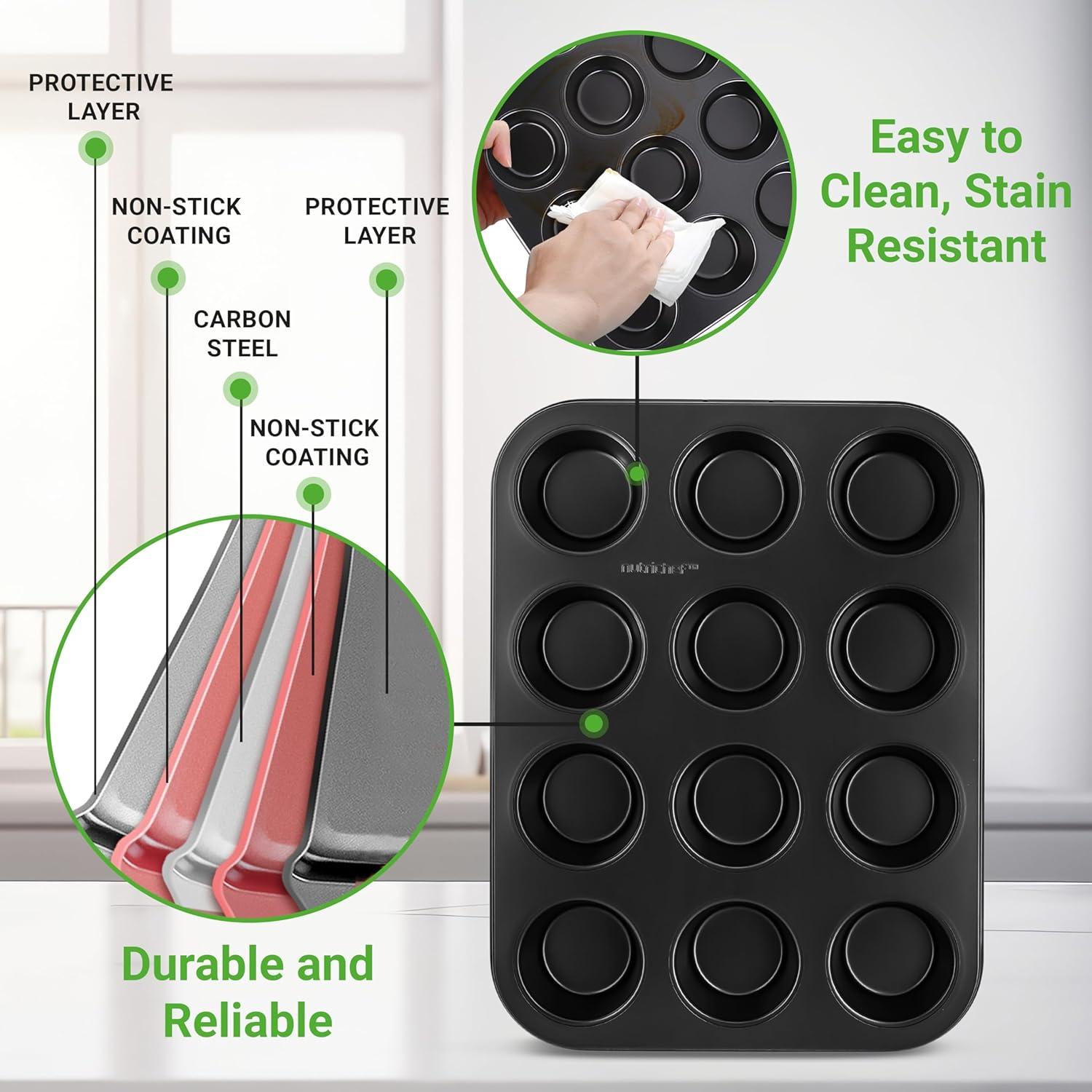 Moldes para Muffin NutriChef 2 Piezas 12 Tazas Antiadherentes