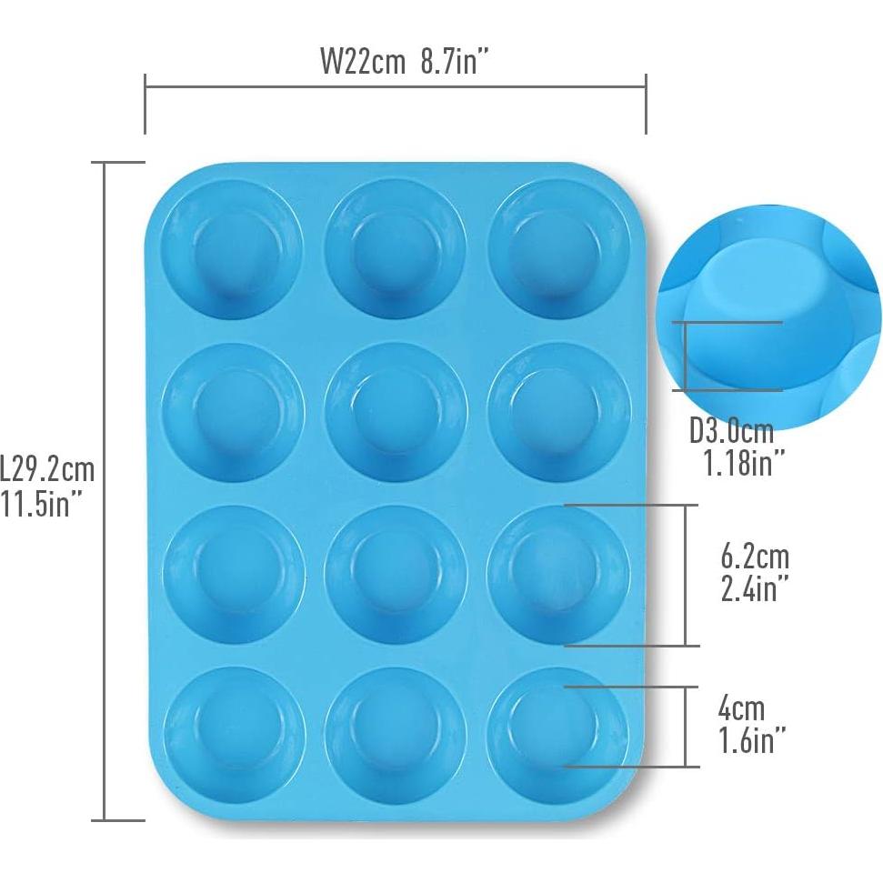Molde de Silicona para Muffins Cozihom 12 Tazas Antiadherente