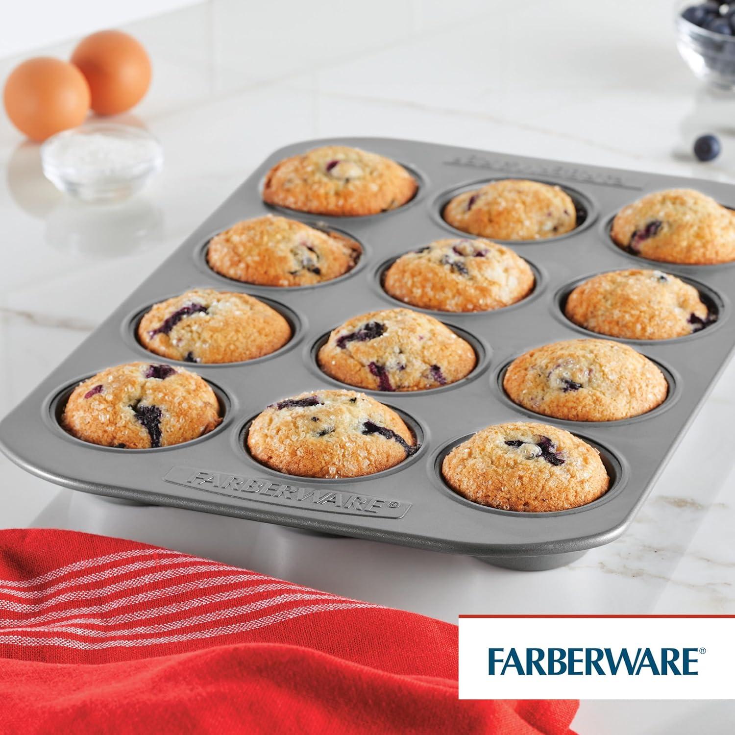 Molde para Muffins Antiadherente Farberware 12 Tazas Gris