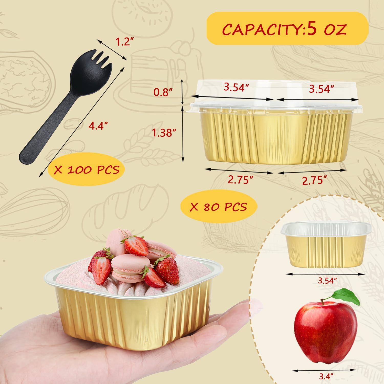 Moldes Mini para Pasteles de Aluminio LNYZQUS 80 Pack 5oz