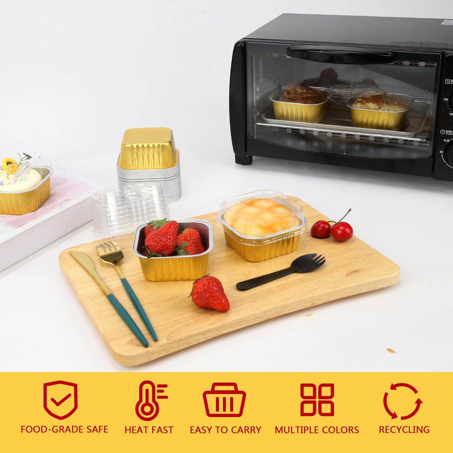 Moldes Mini para Pasteles de Aluminio LNYZQUS 80 Pack 5oz