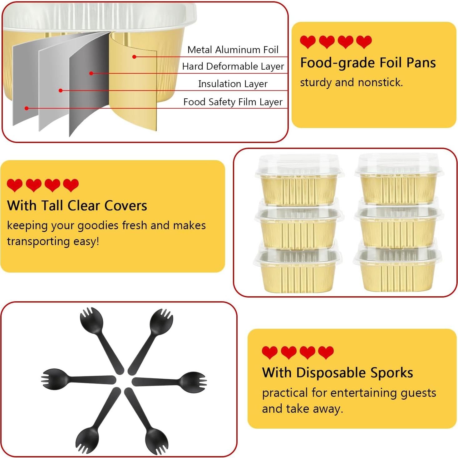 Moldes Mini para Pasteles de Aluminio LNYZQUS 80 Pack 5oz