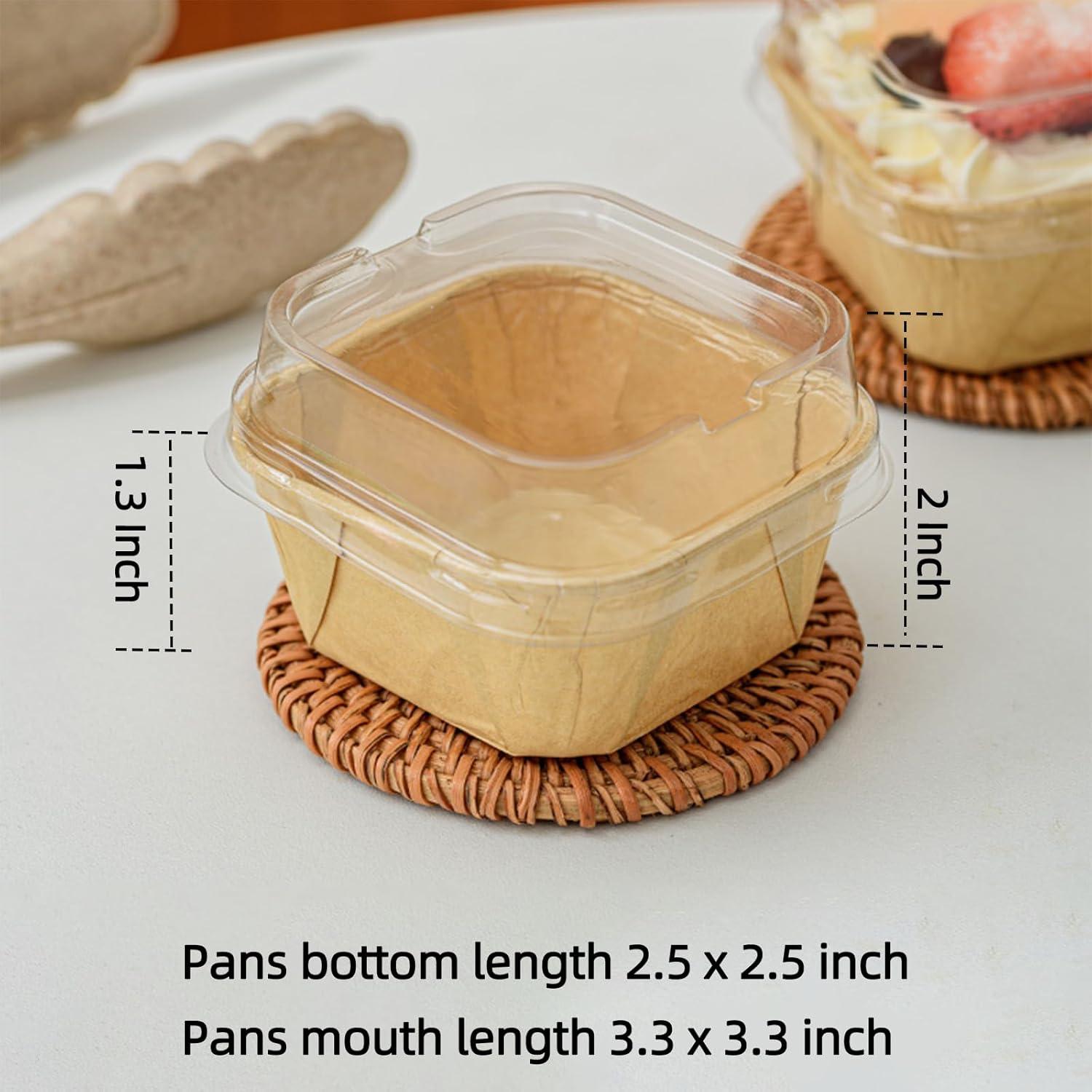 50 Moldes para Hornear Roppolo 5oz con Tapa Transparente