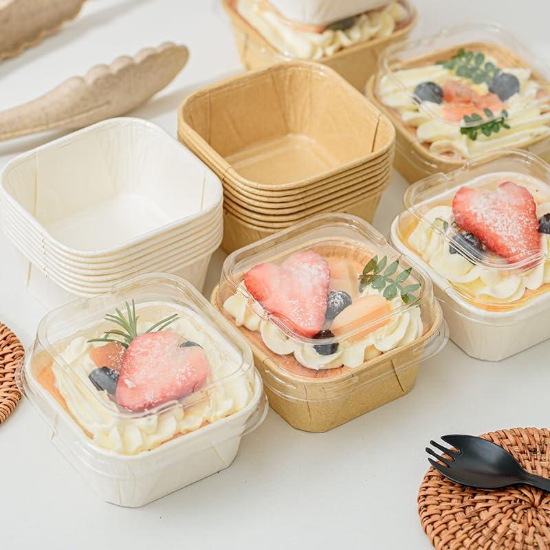 50 Moldes para Hornear Roppolo 5oz con Tapa Transparente