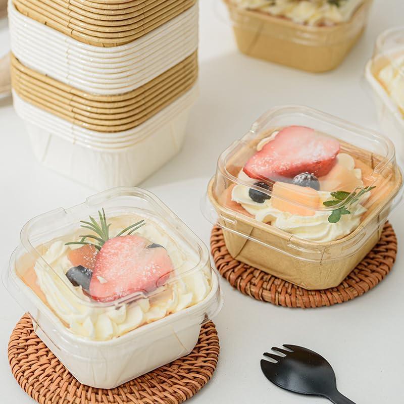 50 Moldes para Hornear Roppolo 5oz con Tapa Transparente