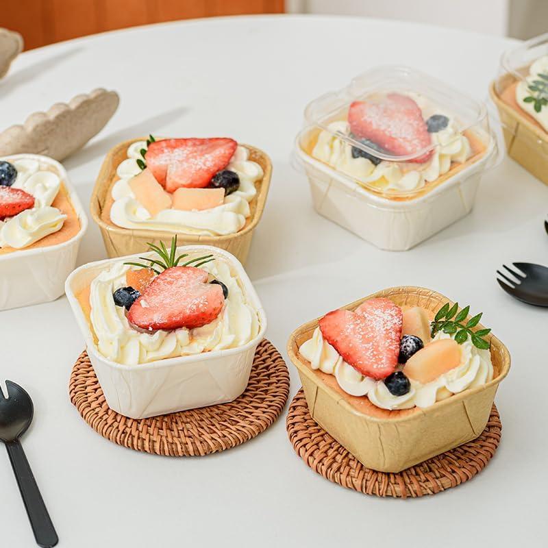 50 Moldes para Hornear Roppolo 5oz con Tapa Transparente