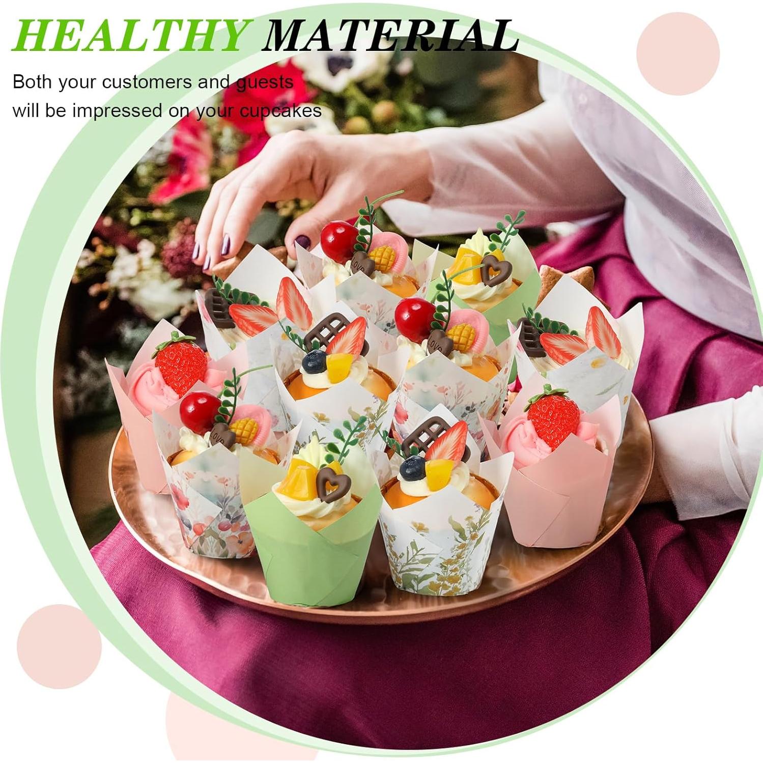 Forros de Cupcake Tulipán Havawish 500 Piezas a Prueba de Grasa