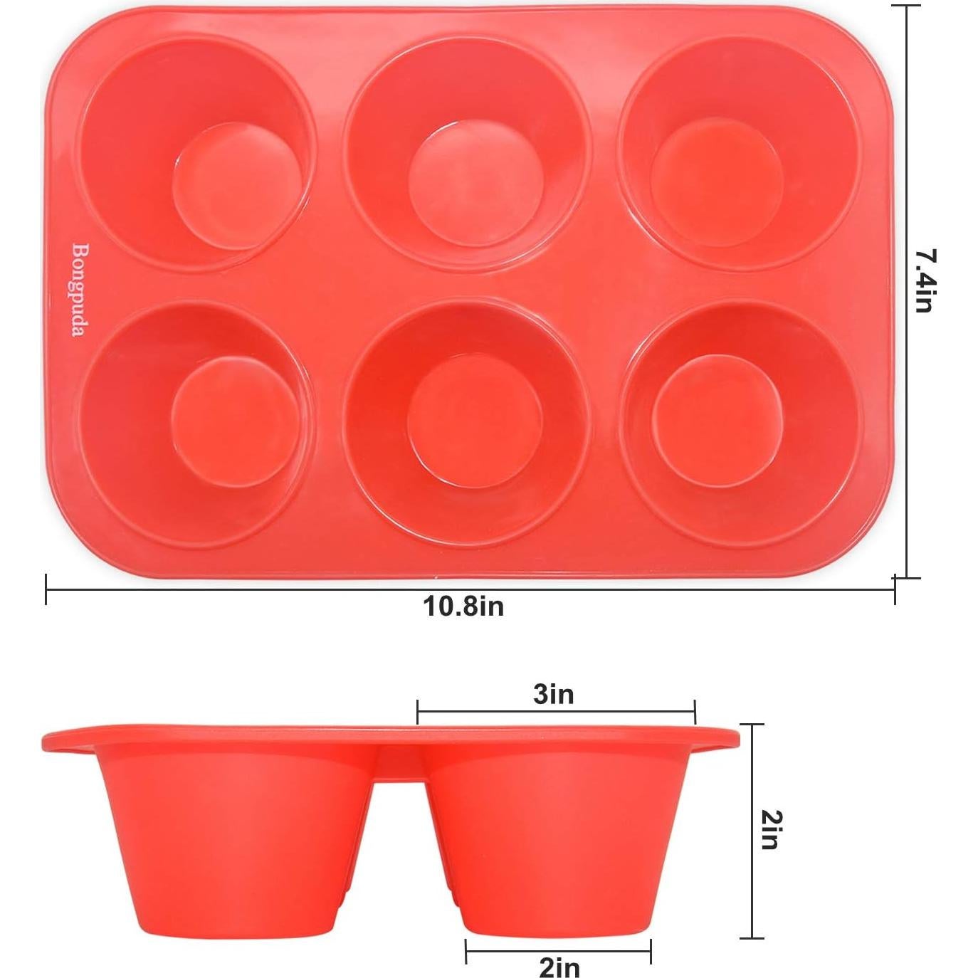 Molde de Muffin Grande de Silicona Bongpuda - 6 Tazas