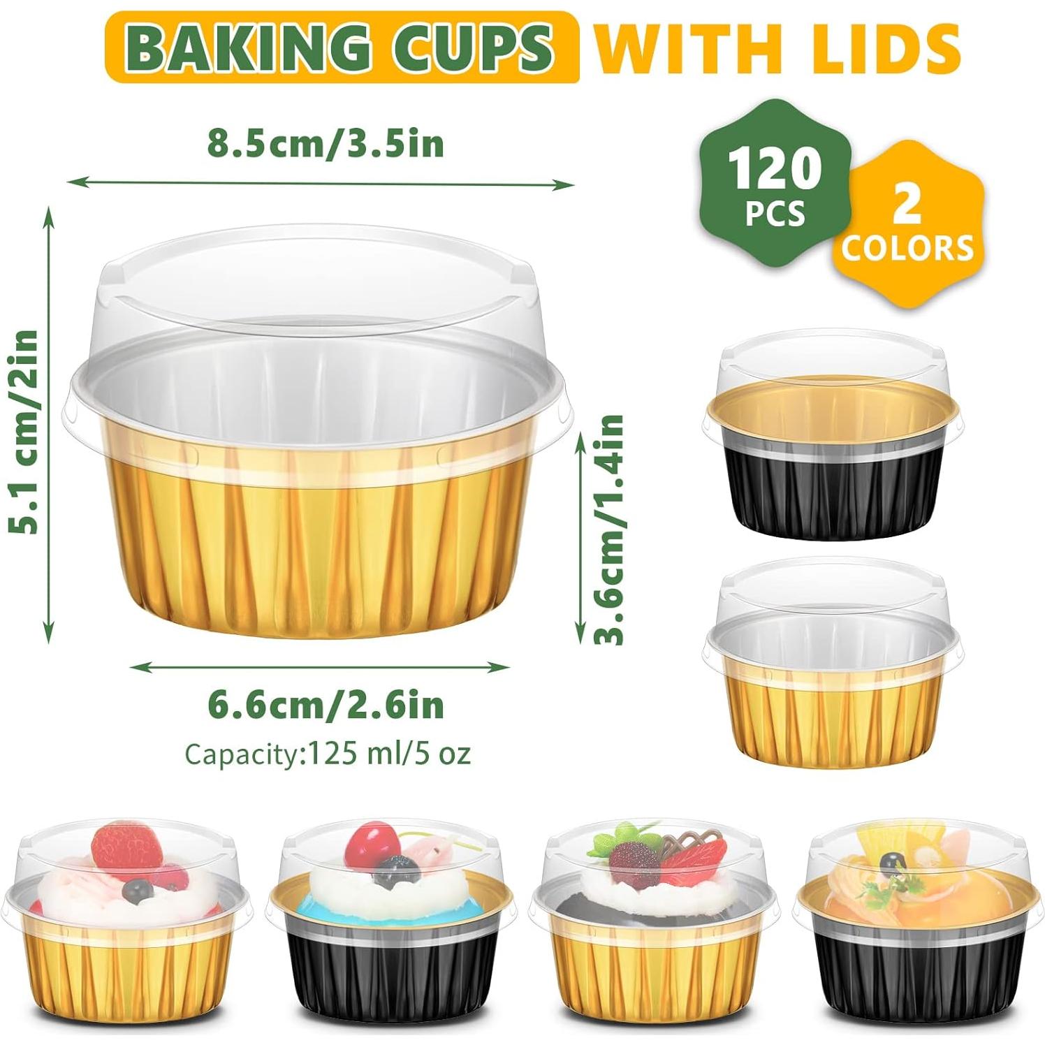 120 Tazas de Hornear de Aluminio Desechables Eaasty 125 ml