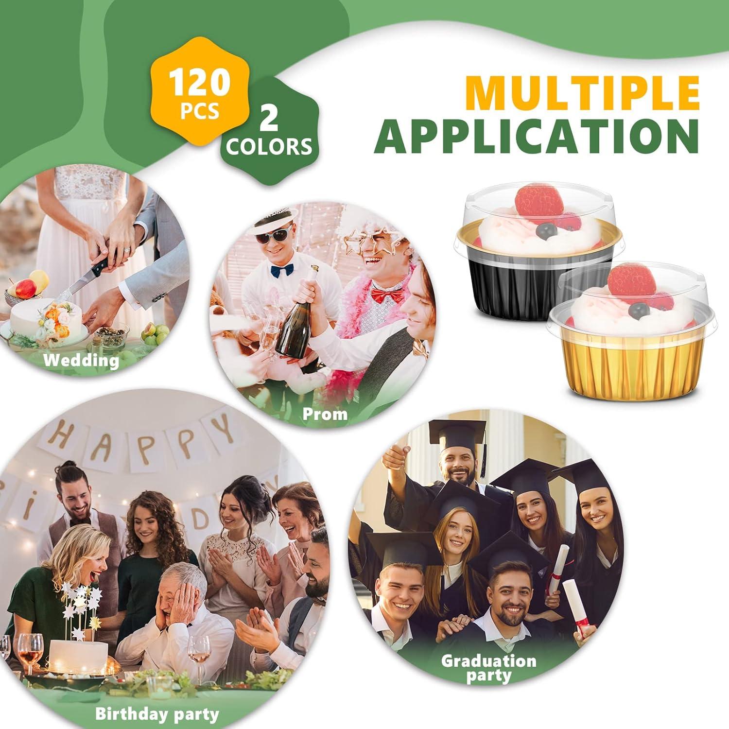 120 Tazas de Hornear de Aluminio Desechables Eaasty 125 ml