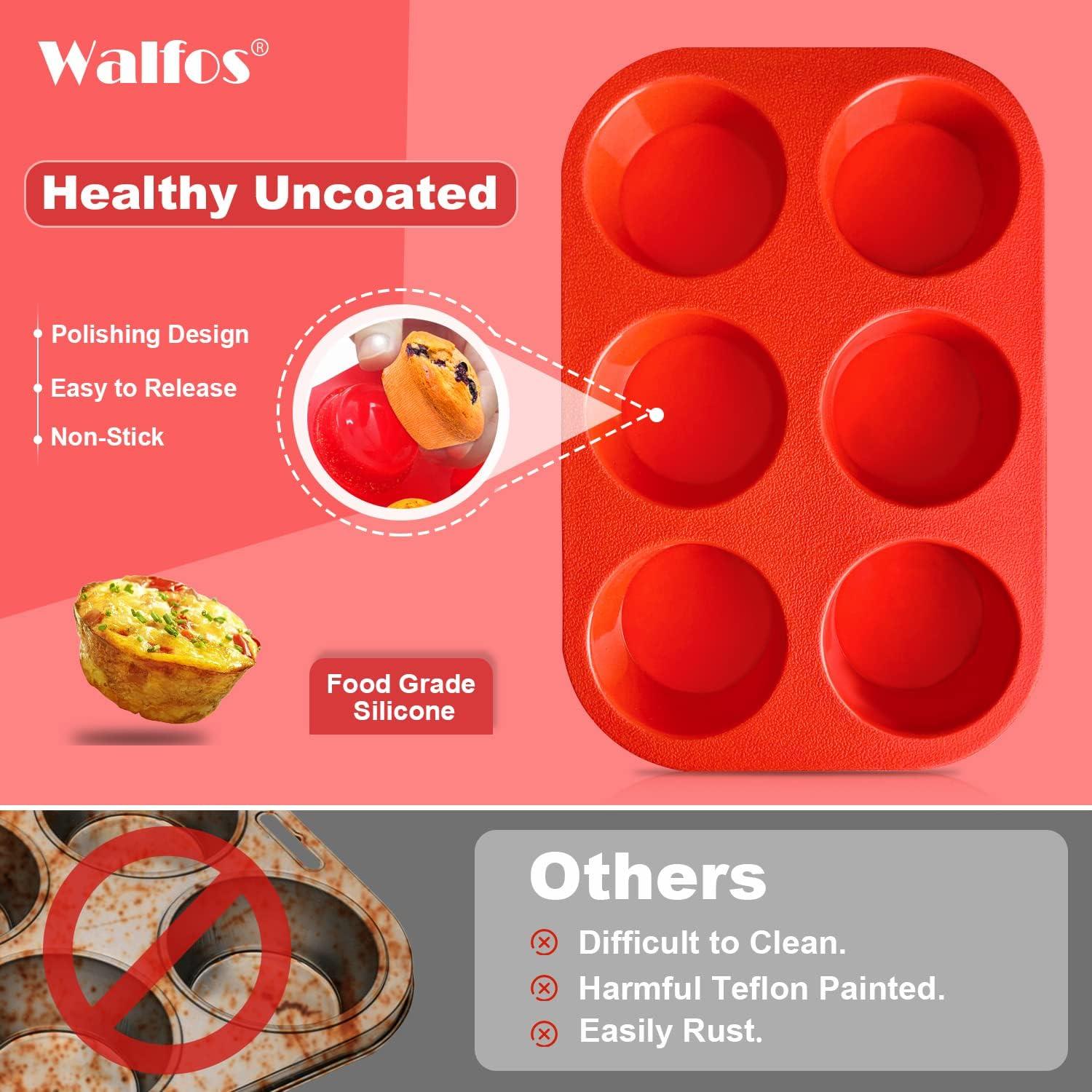 Moldes de Silicona para Muffins Walfos - 6 Tazas Antiadherentes