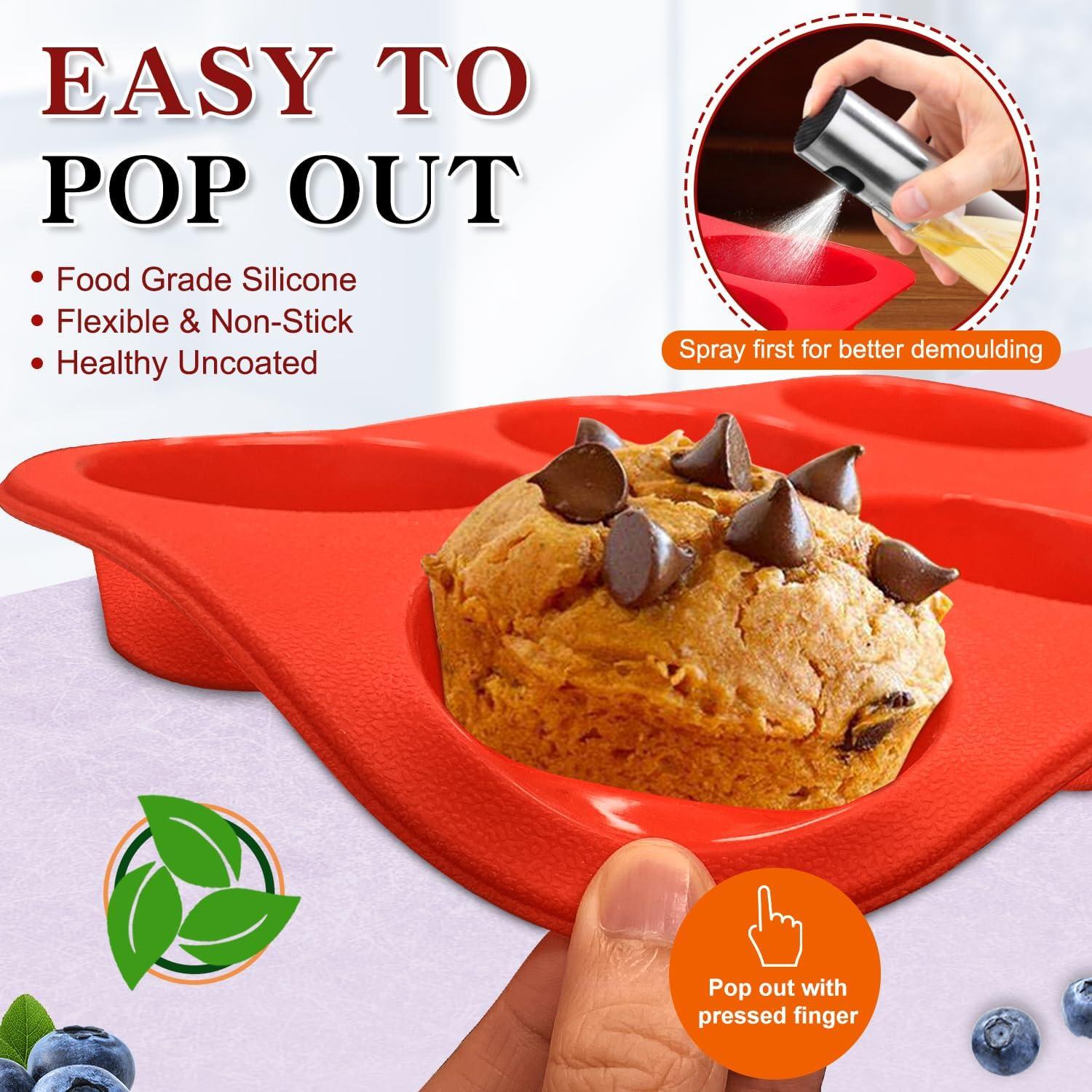 Moldes de Silicona para Muffins Walfos - 6 Tazas Antiadherentes