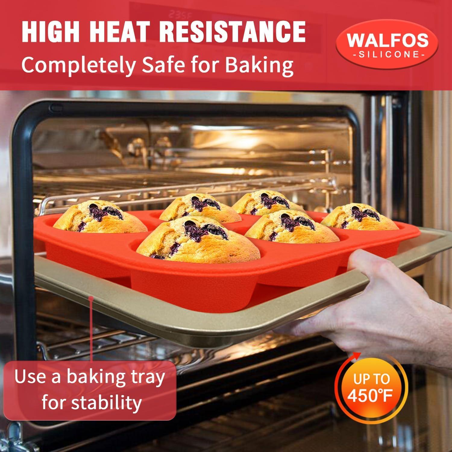 Moldes de Silicona para Muffins Walfos - 6 Tazas Antiadherentes