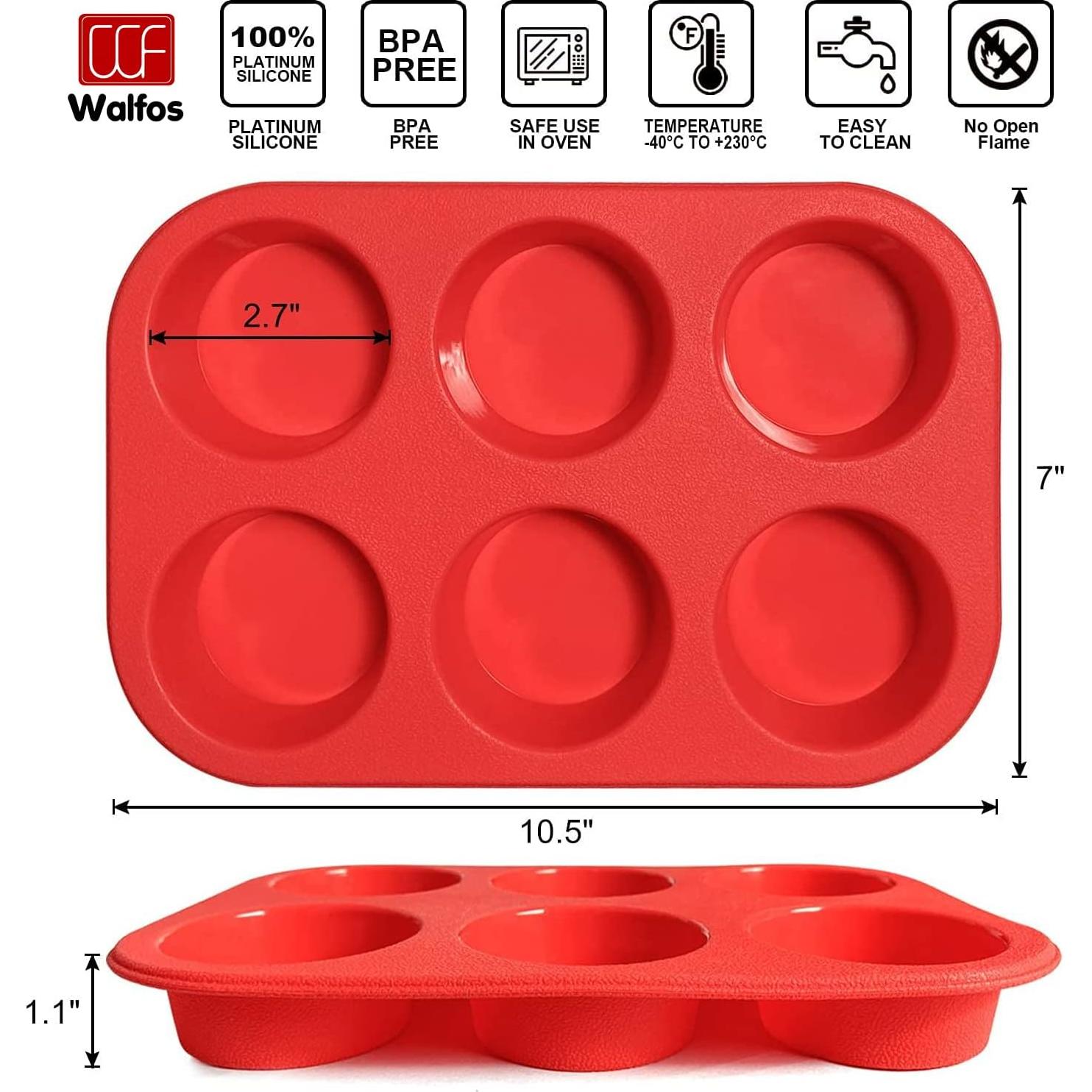 Moldes de Silicona para Muffins Walfos - 6 Tazas Antiadherentes