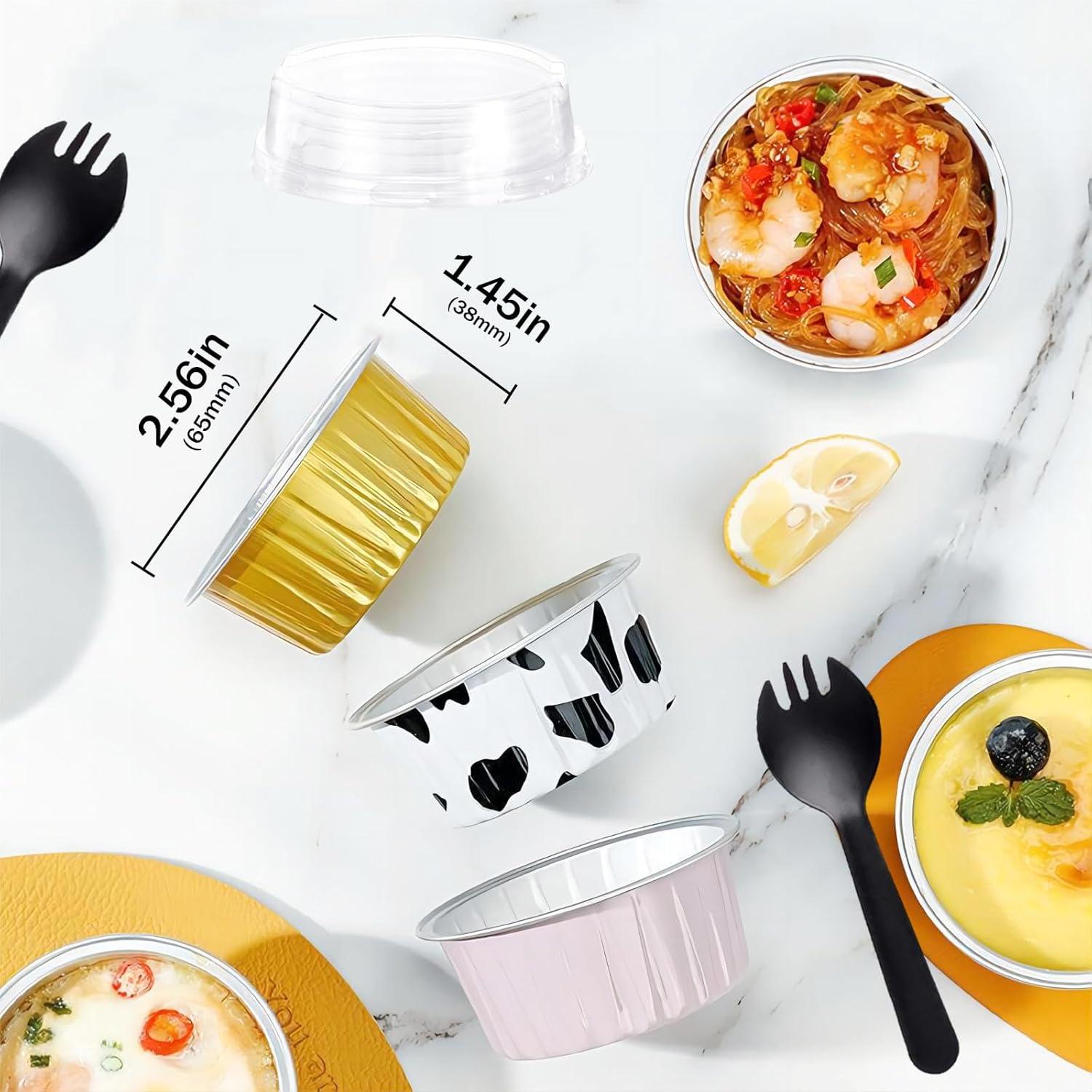 25 Moldes de Aluminio Redondos Fodofodo 150ml con Tapa Rosa