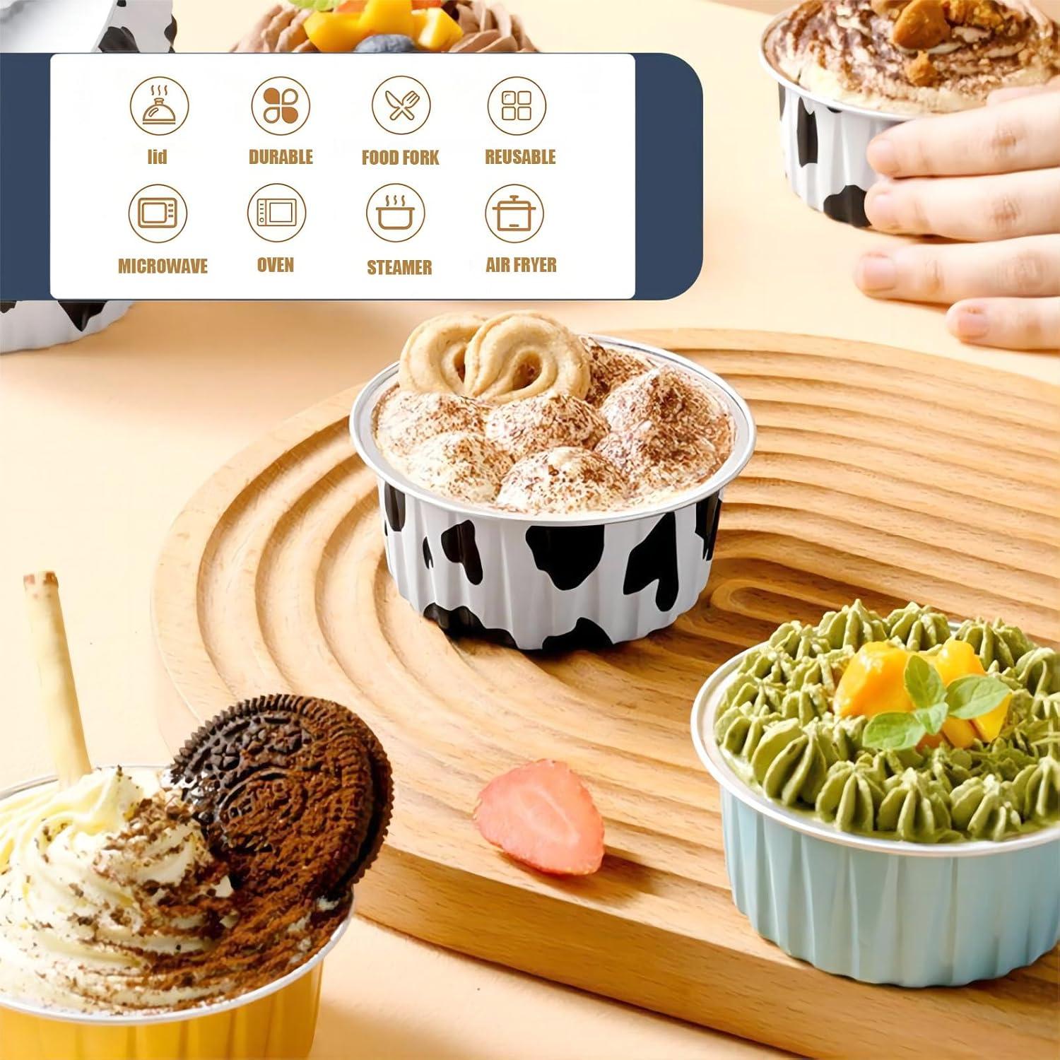 25 Moldes de Aluminio Redondos Fodofodo 150ml con Tapa Rosa