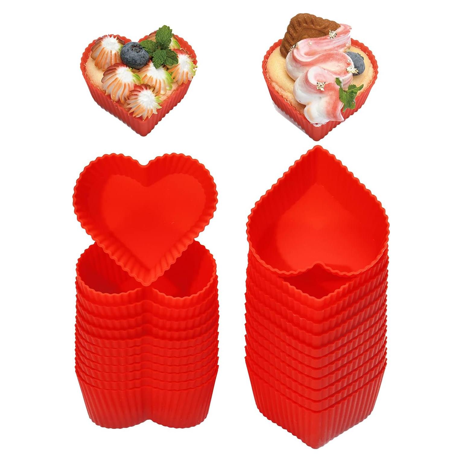 Moldes de Silicona para Cupcakes Jell-Cell Corazón 24 Pzas