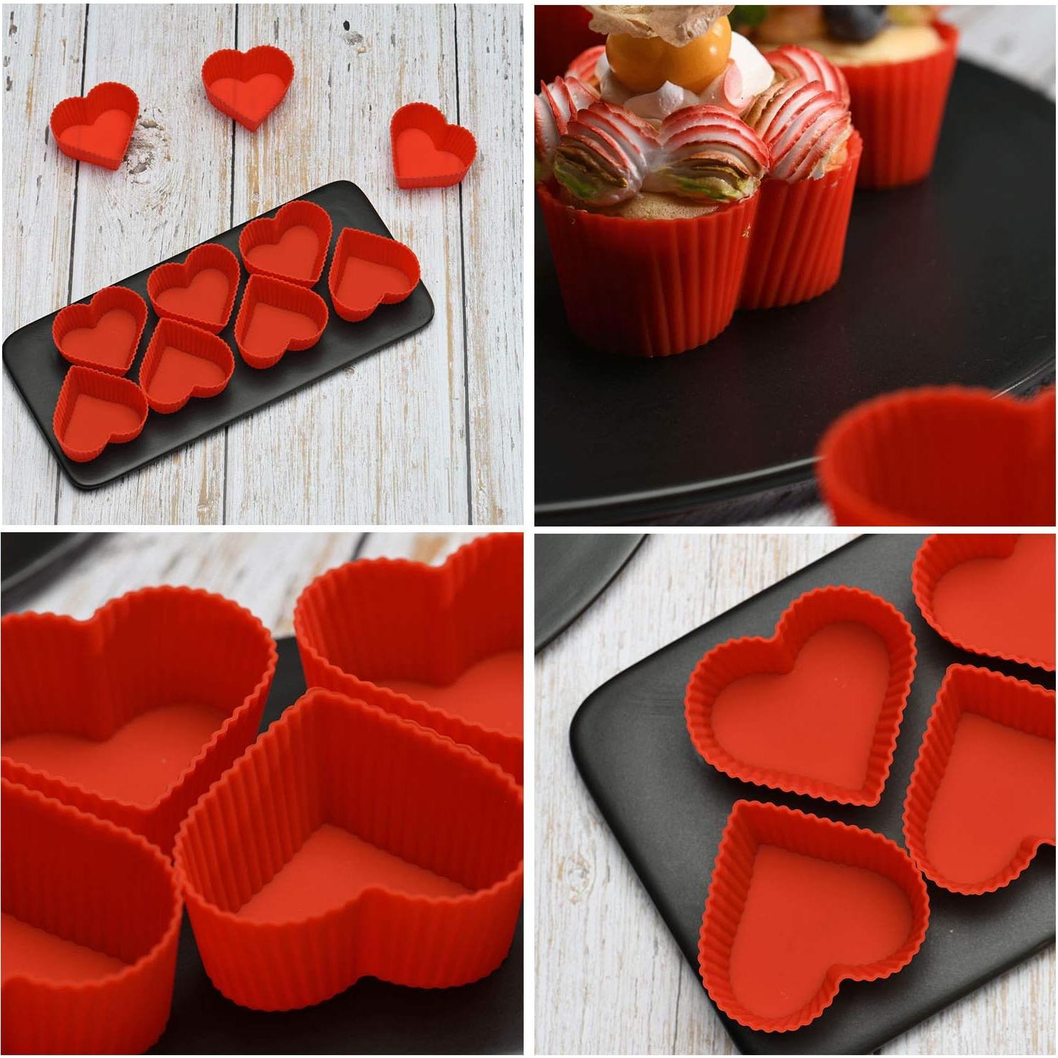 Moldes de Silicona para Cupcakes Jell-Cell Corazón 24 Pzas
